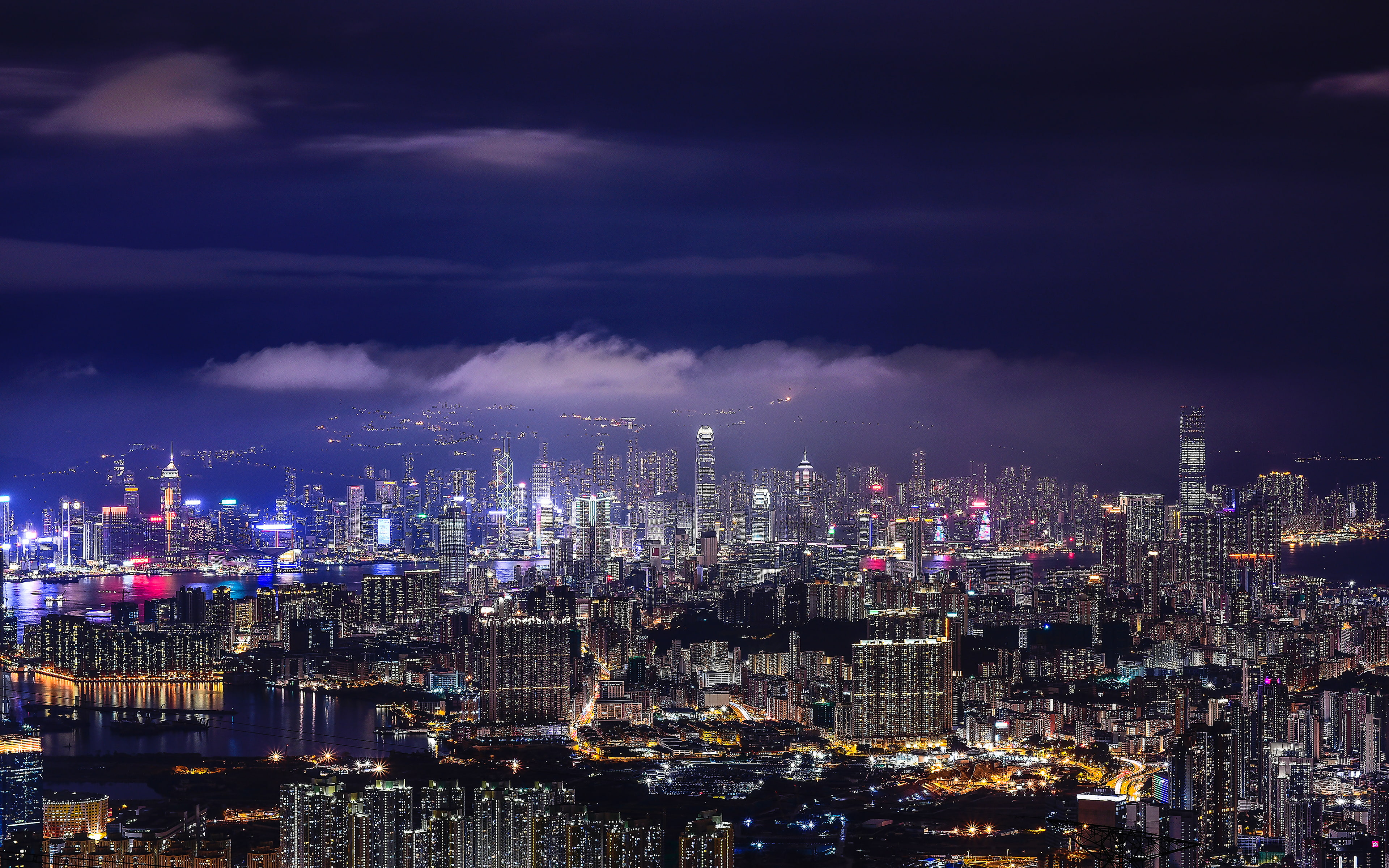 dusk, financial district, 4K, citylights, building, travel destinations, no people, darkblue, skyline, building exterior, built structure, blue, landmarks, HD Wallpaper