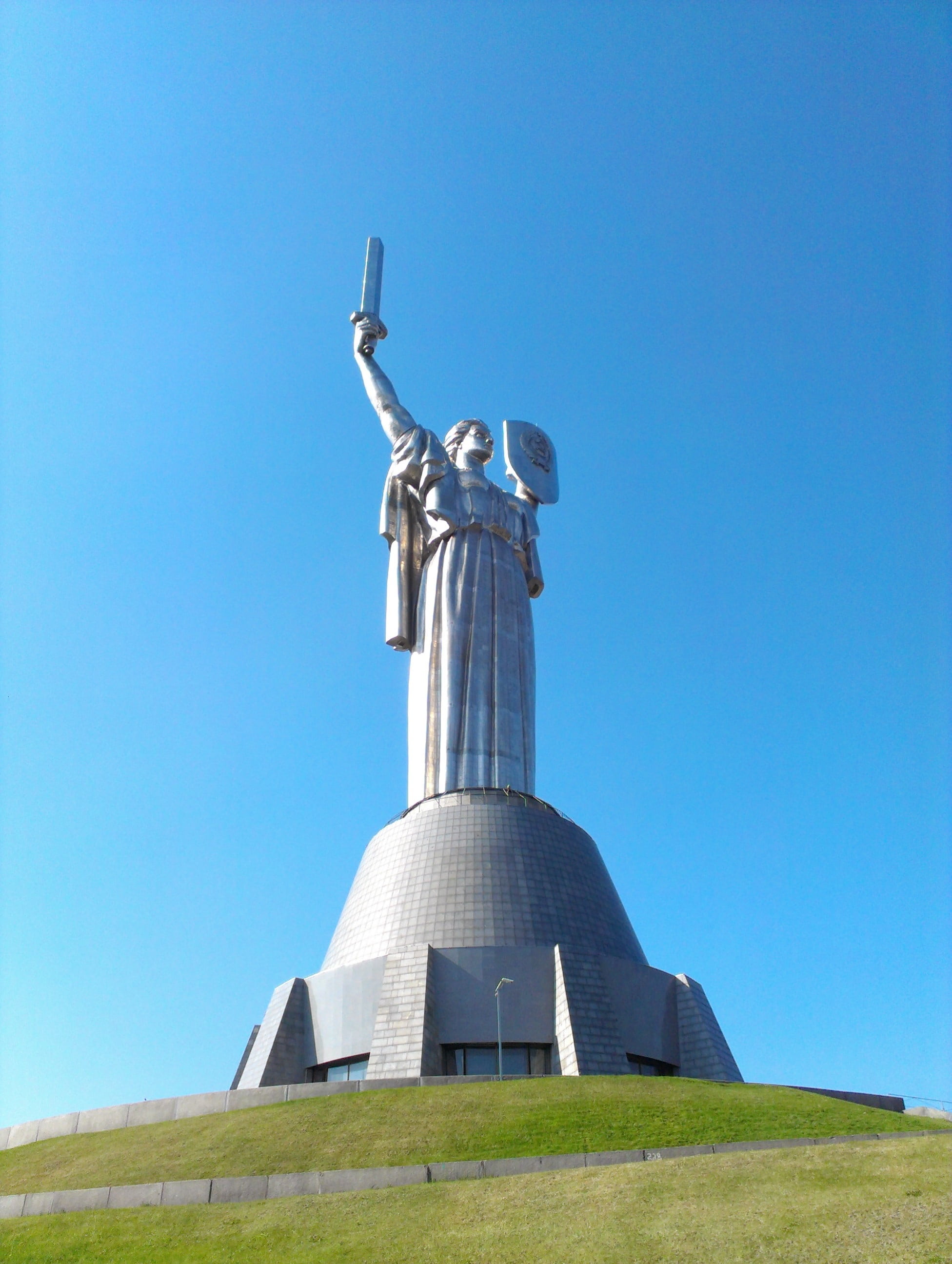human representation, religion, travel destinations, female likeness, kiev, day, statue, clear sky, architecture, art and craft, low angle view, copy space, Phone HD Wallpaper