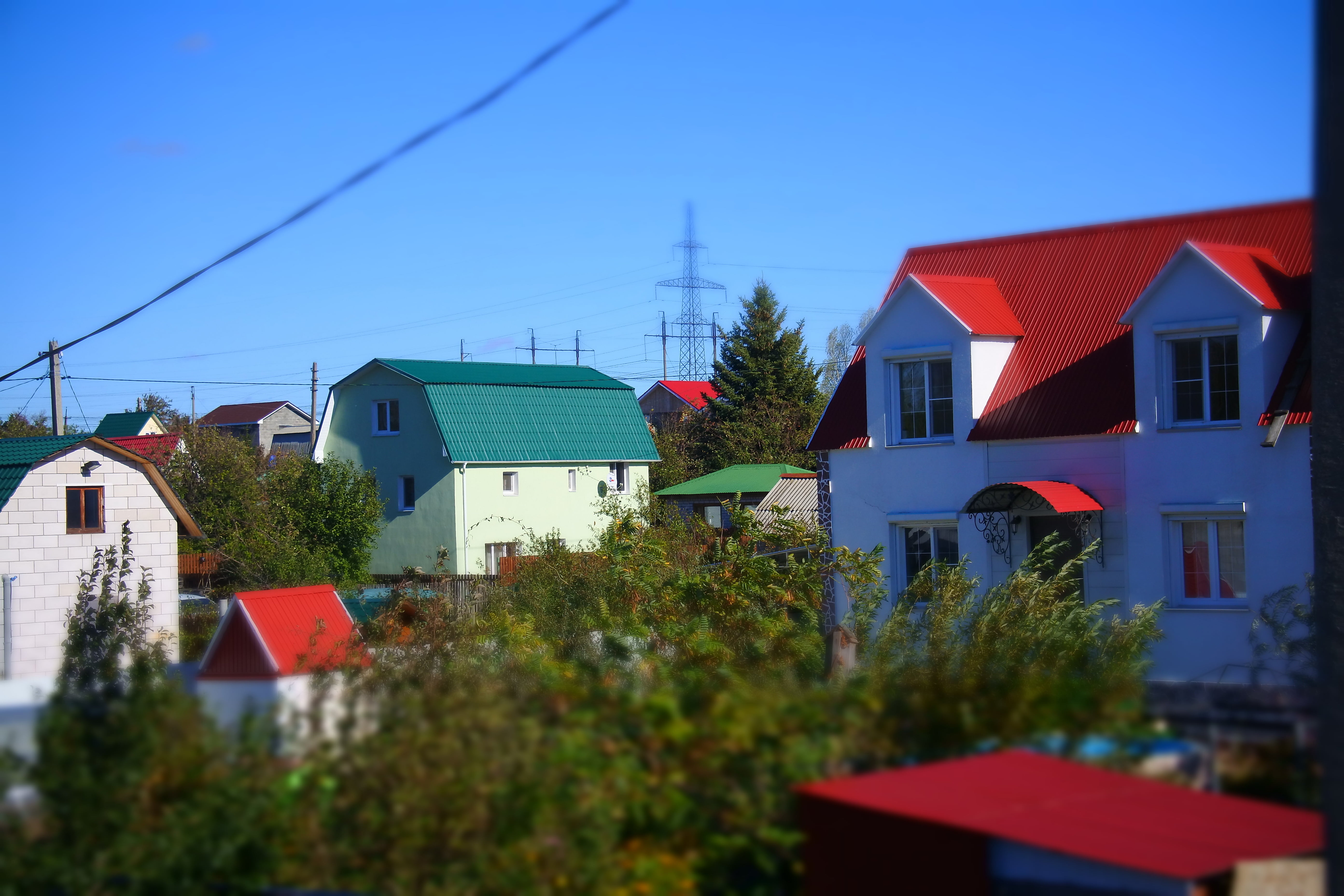 sunlight, effect of miniatures, village, summer, city, castle, row house, sunny day, at home, birthplace, town, view from the window, living nature, residential district, HD Wallpaper