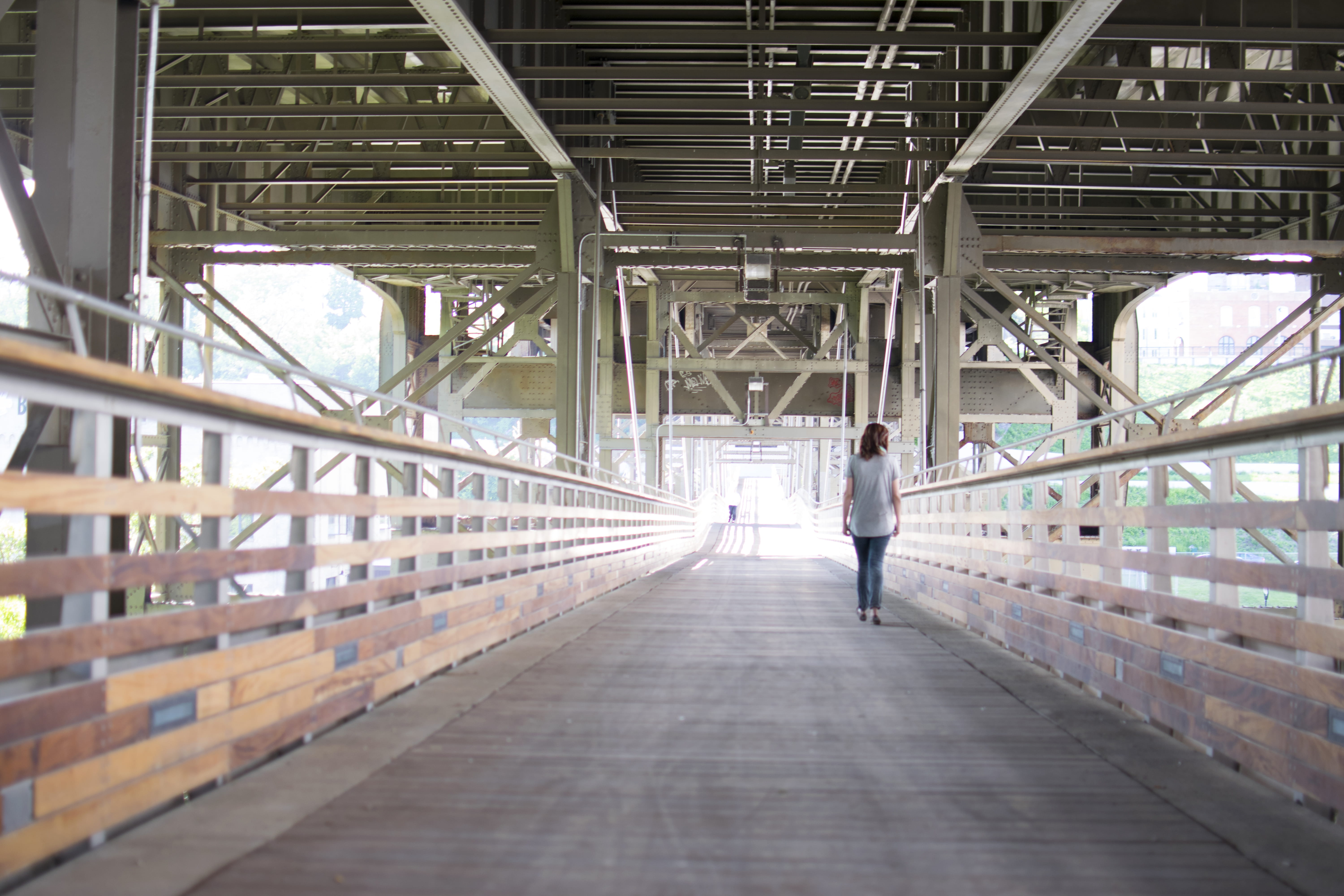 connection, 5K, direction, full length, wood, the way forward, one person, lifestyles, bridge, planks, girl, sun, adult, rear view, united states, footpath, HD Wallpaper