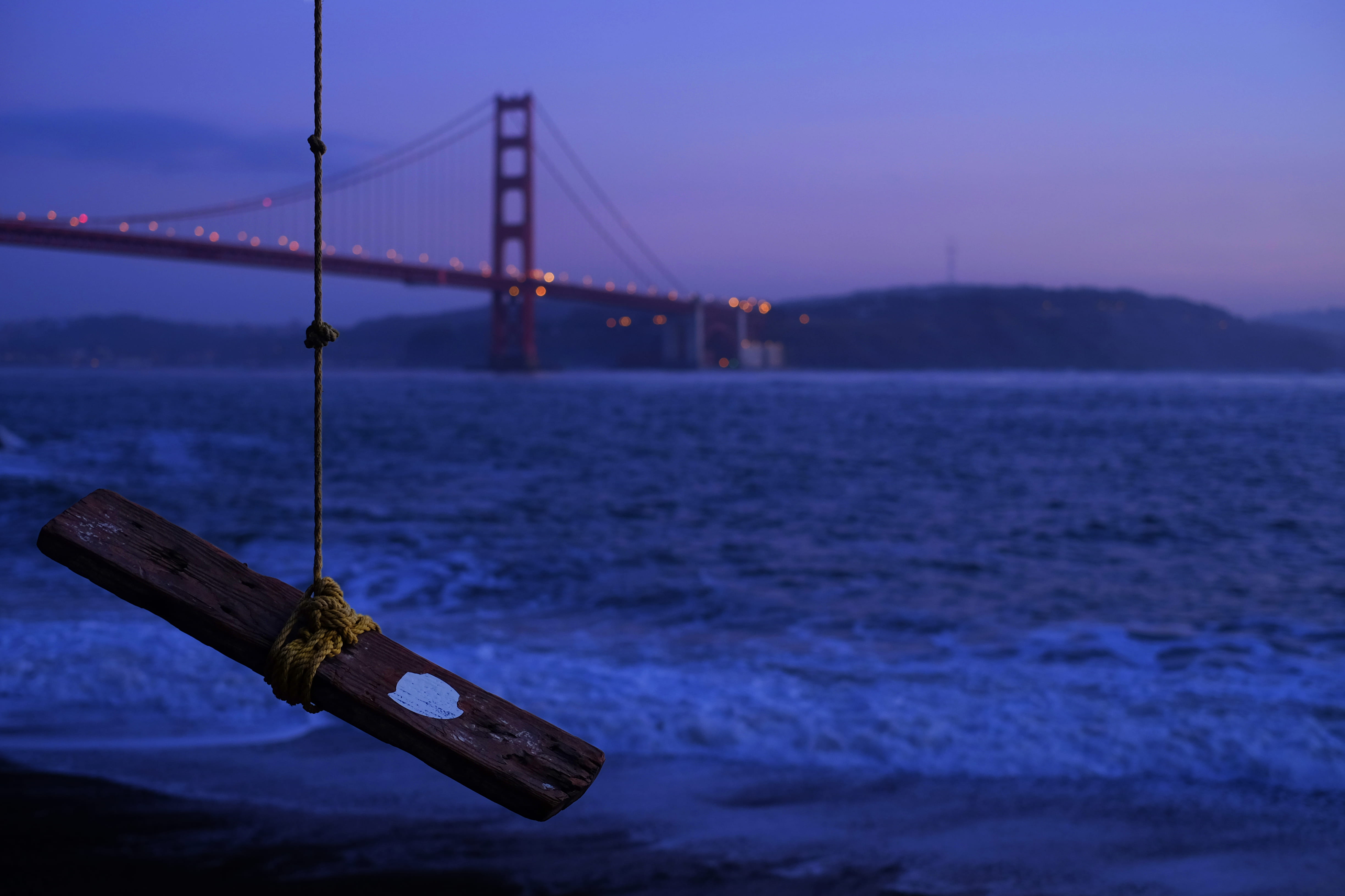 road, overview, bay, suspension bridge, connection, travel, sunrise, tree, water, brown, architecture, sunset, focus, beauty in nature, shore, hangs, photography, HD Wallpaper