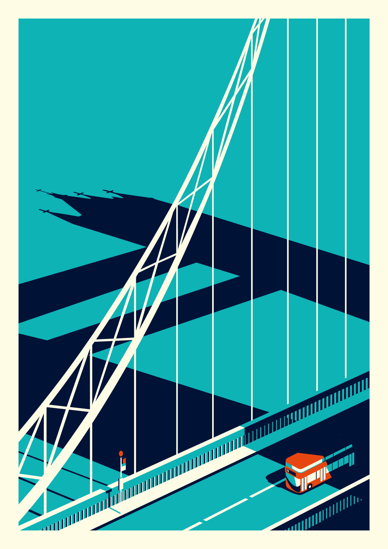 Tower Bridge, Buses, 720P, bridge, Malika Favre, shadow, Portrait Display, ropes, digital art, London, England, minimalism, Picture Frames, UK, Phone HD Wallpaper