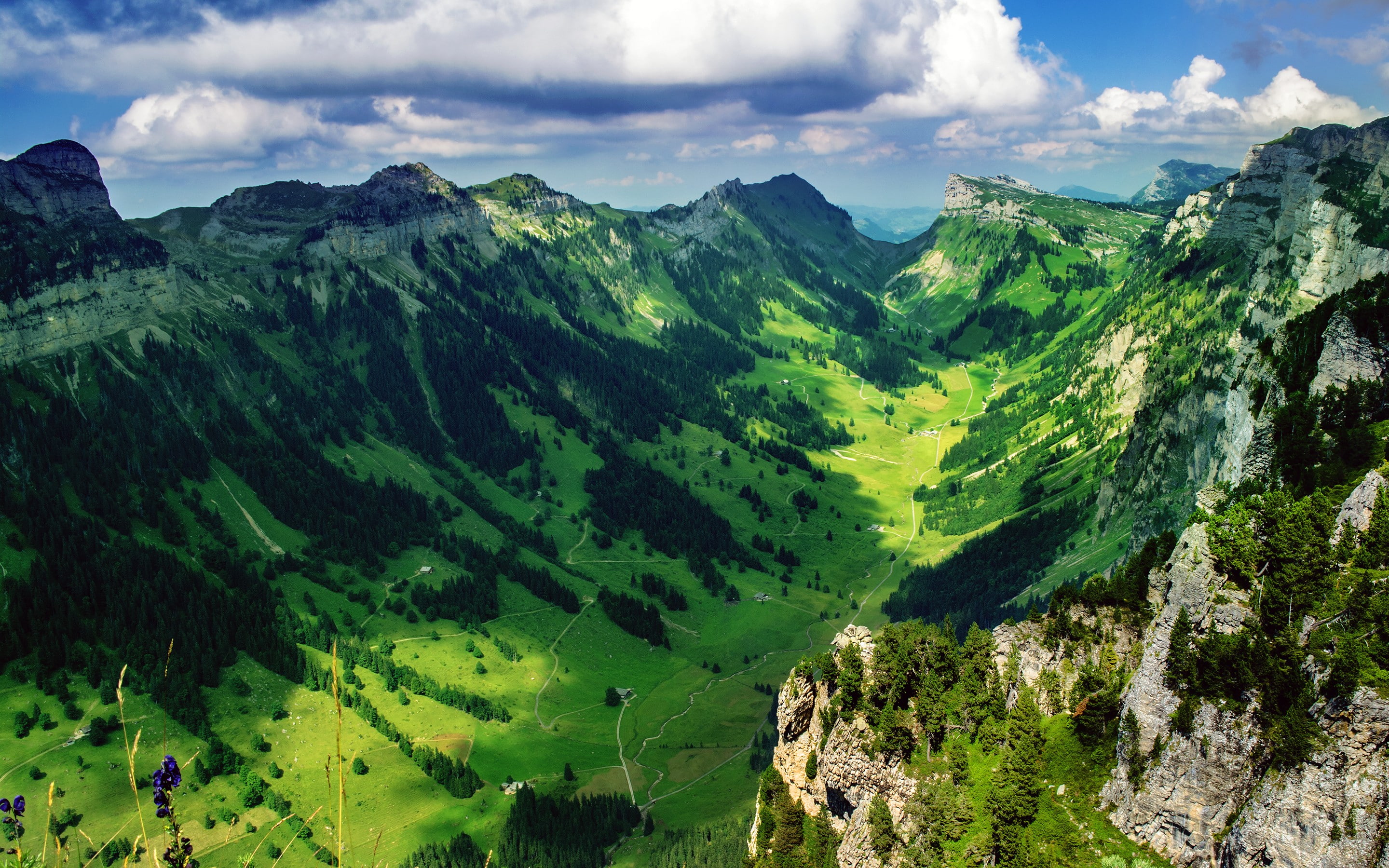 Switzerland, beauty in nature, mountain range, tree, outdoors, environment, tranquil scene, cloud - sky, scenics - nature, wood, land, non-urban scene, HD Wallpaper