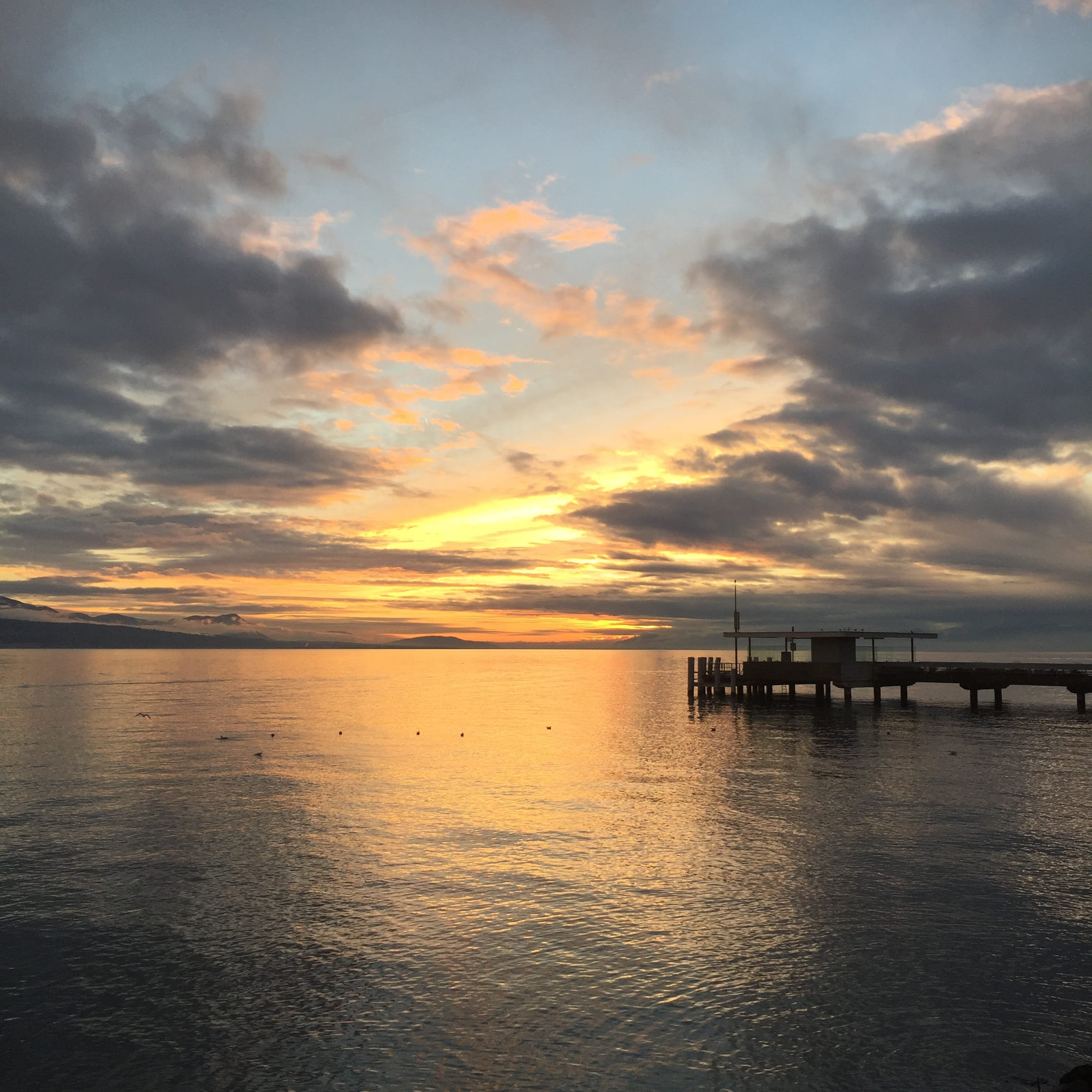 scenics - nature, dusk, outdoors, sun, coastline, scenics, idyllic, tranquil Scene, switzerland, Lake Geneva, vevey, 1080P, orange color, lake, horizon over water, Phone HD Wallpaper