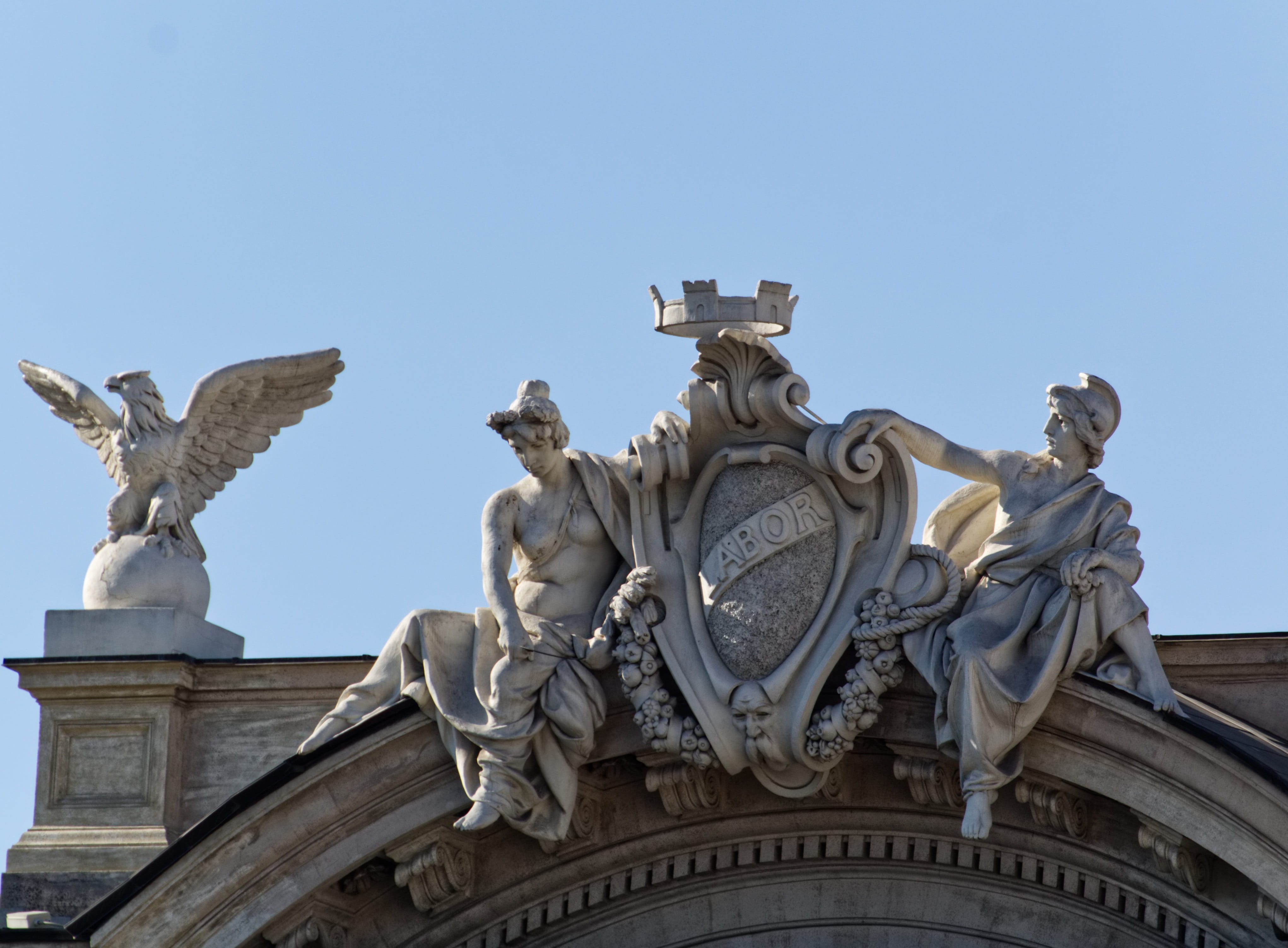 art, image, sky, angel, male likeness, stone, statues, sculptor, nature, art and craft, architecture, sculpture, the past, carving - craft product, blue, HD Wallpaper