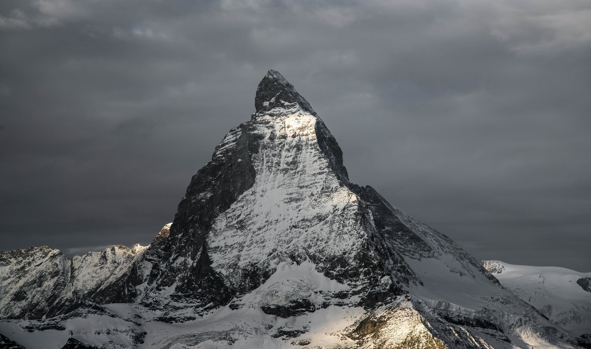 Mountain, snow, top, dawn, peak, Matterhorn, 1080P, HD Wallpaper