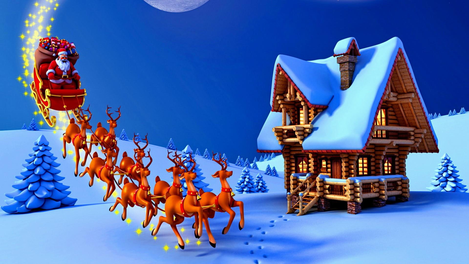 1080P, night, christmas, celebration, xmas, HD Wallpaper