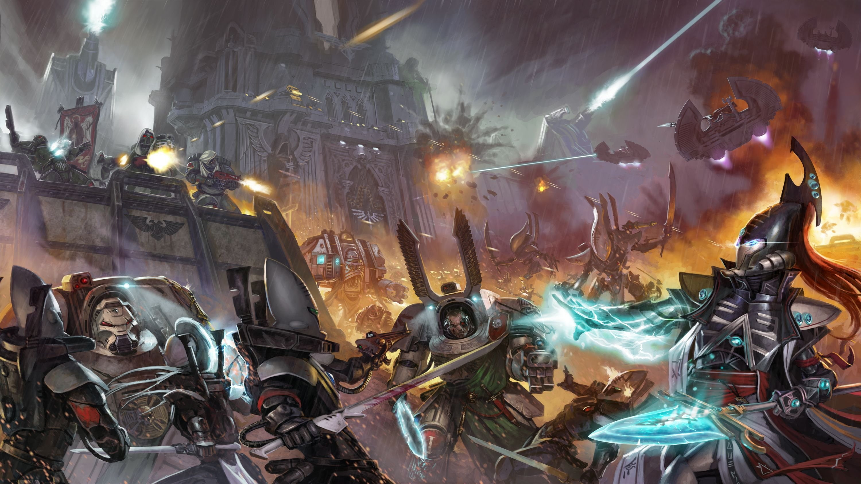 fi, battle, Strategy, fantasy, warrior, 40k, Tactical, sci, Dark, 2K, Warhammer, HD Wallpaper