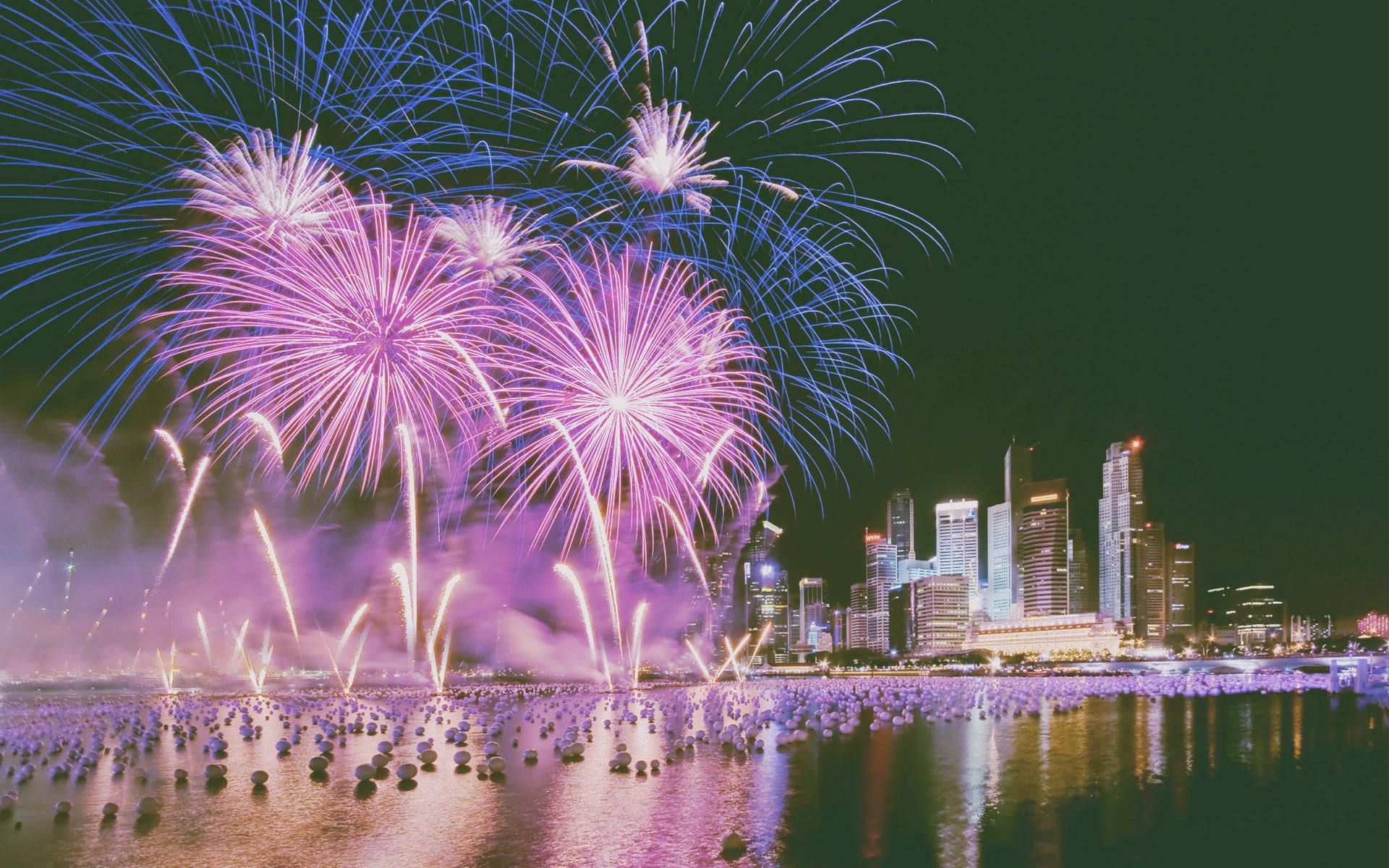 reflection, office building exterior, skyscraper, motion, water, architecture, no people, 1080P, exploding, waterfront, sky, arts culture and entertainment, HD Wallpaper