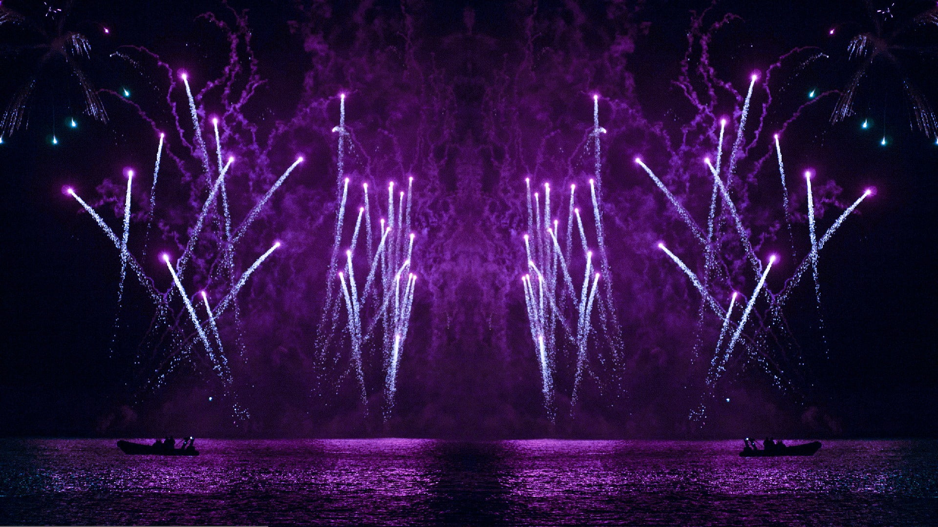 firework display, outdoors, firework, illuminated, scenics - nature, 1080P, water, night, arts culture and entertainment, no people, motion, beauty in nature, HD Wallpaper