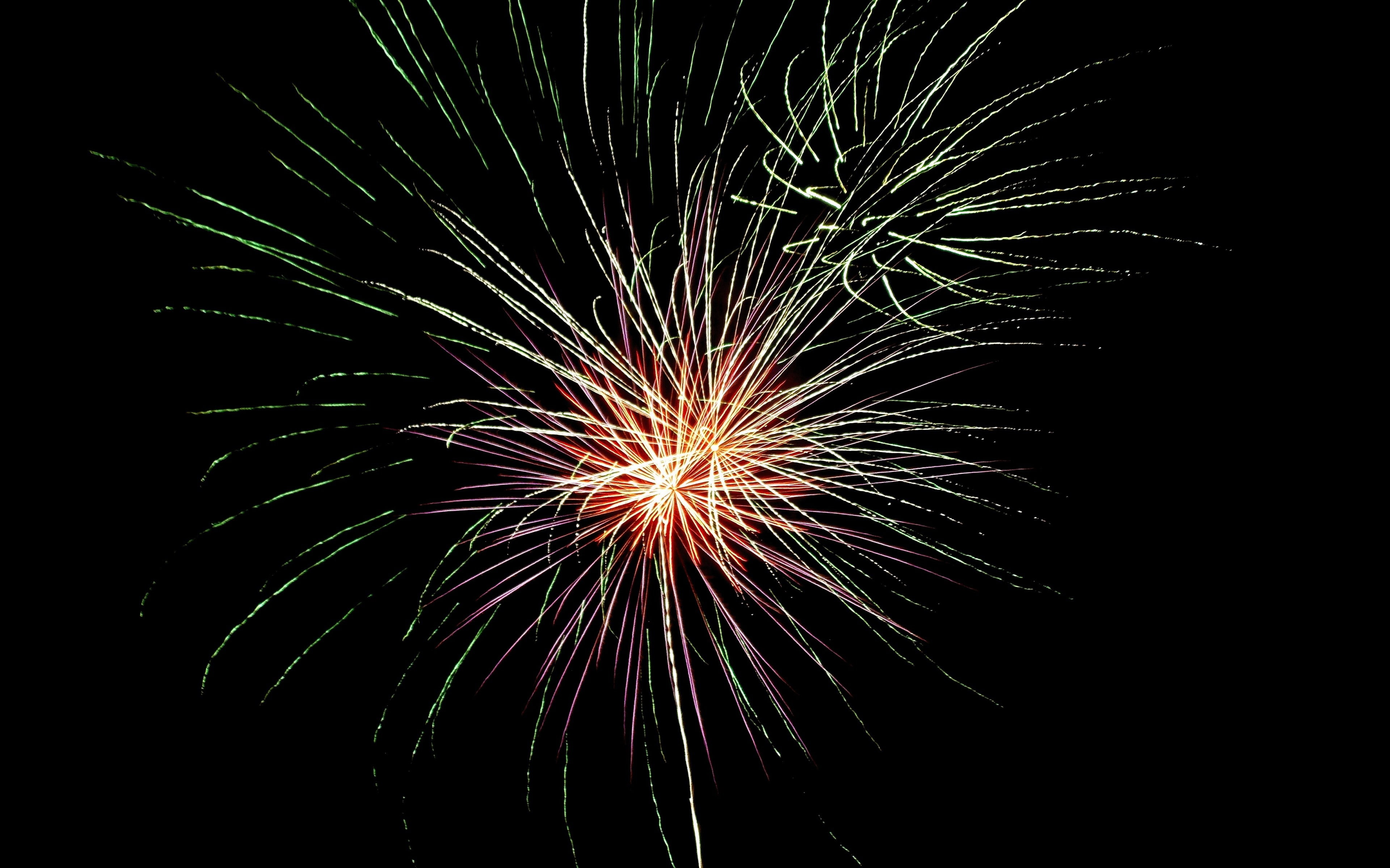4K, dark background, celebration, nature, light, glowing, exploding, sparks, firework display, illuminated, no people, event, arts culture and entertainment, HD Wallpaper