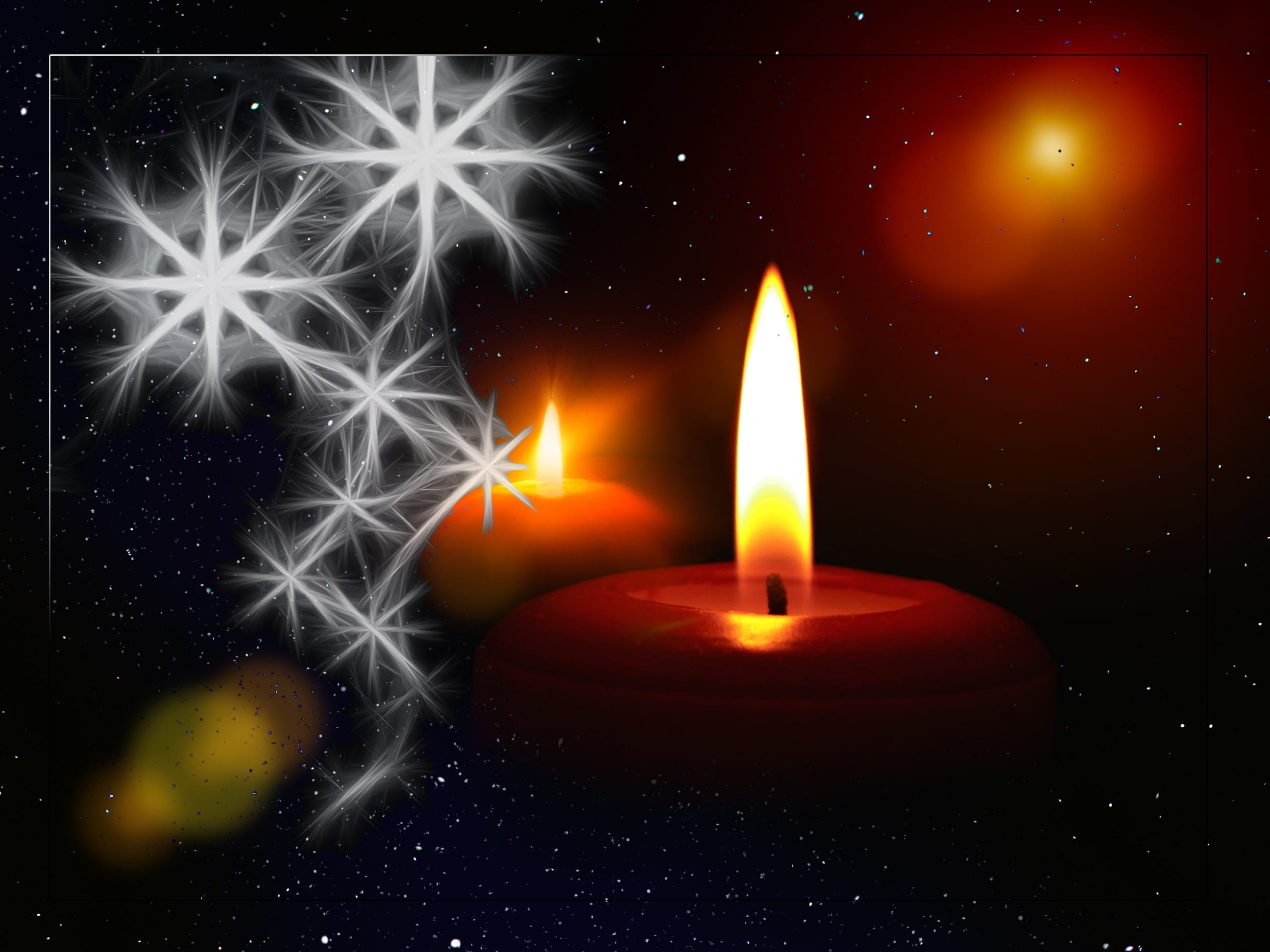 star - space, atmosphere, candlelight, luminosity, black background, celebration, christmas eve, heat - temperature, snowing, dark, bokeh, holiday, advent, HD Wallpaper