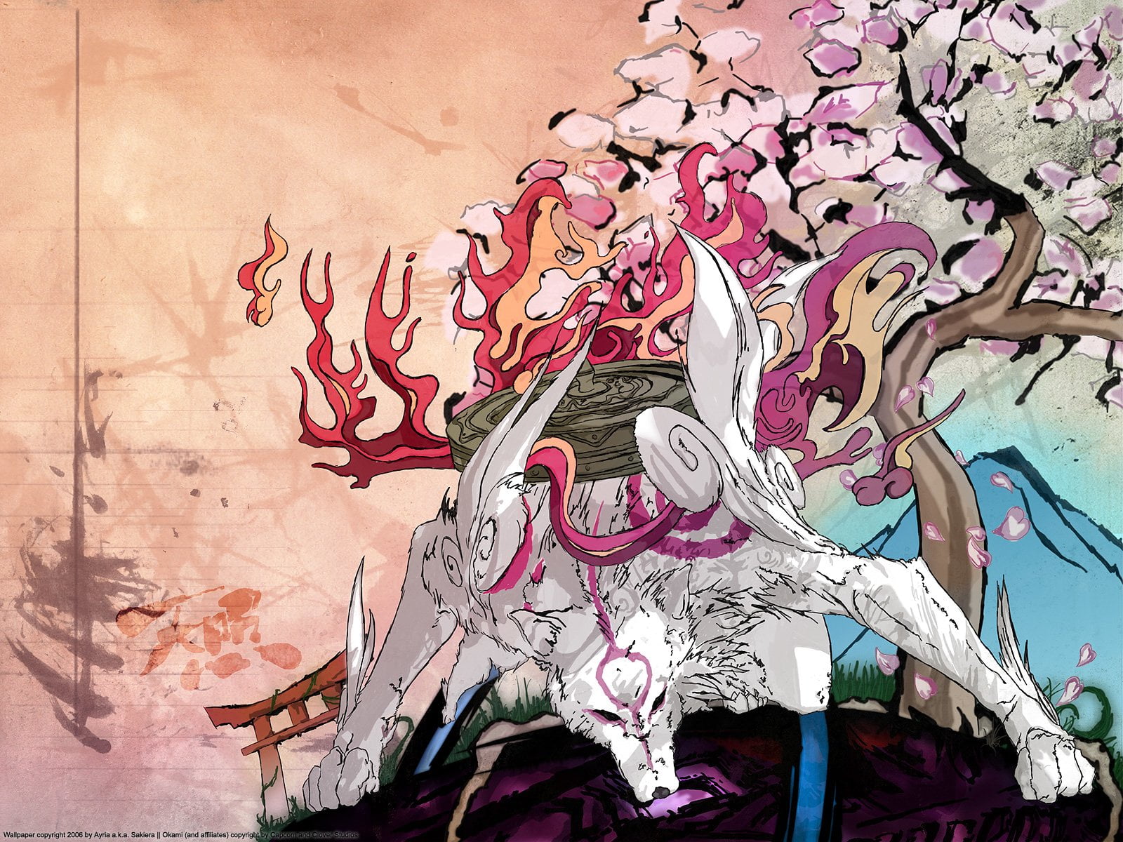 digital, wall - building feature, mural, graffiti, craft, art and craft, Video Game, built structure, pattern, white, Amaterasu, Japan, outdoors, HD Wallpaper