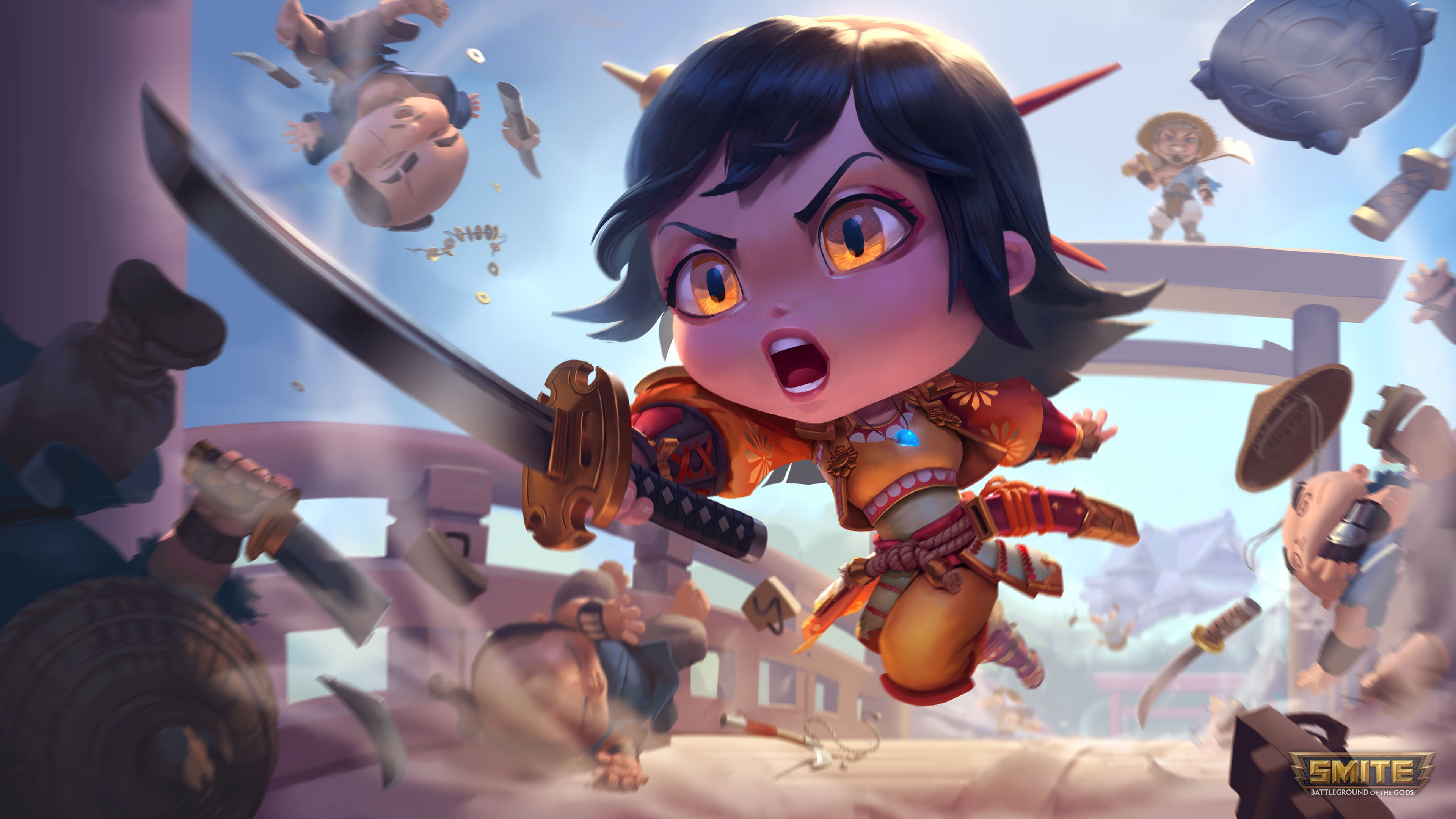 Amaterasu (Smite), 4K, Smite, Video Game, Chibi, HD Wallpaper