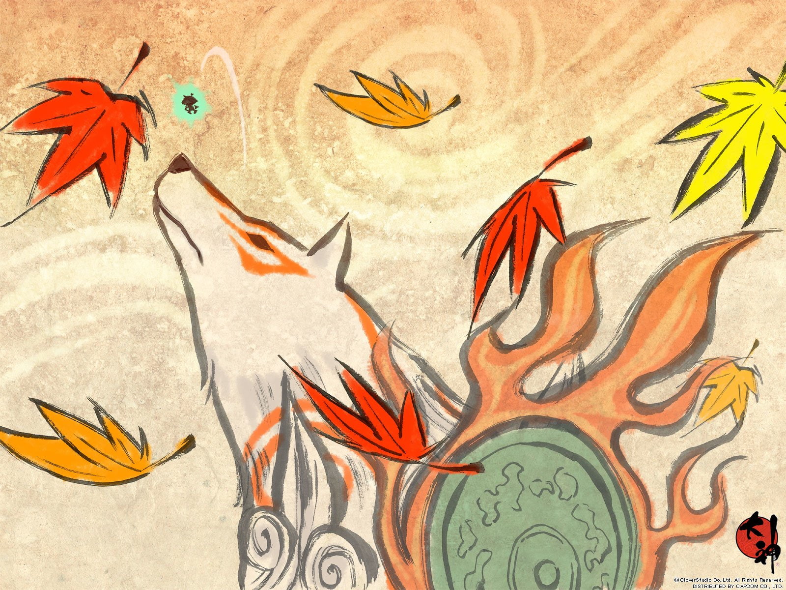 painted image, Fall, animal themes, painted, insect, nature, animal wildlife, Clover, orange color, multi colored, Wolf, Japan, no people, vertebrate, representation, HD Wallpaper