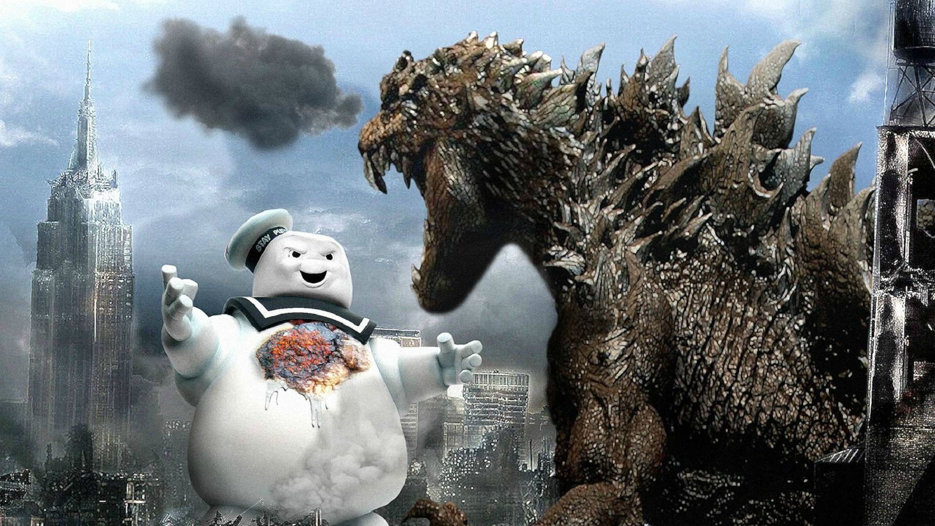 science fiction, Godzilla, Stay Puft Marshmallow Man, 1080P, HD Wallpaper