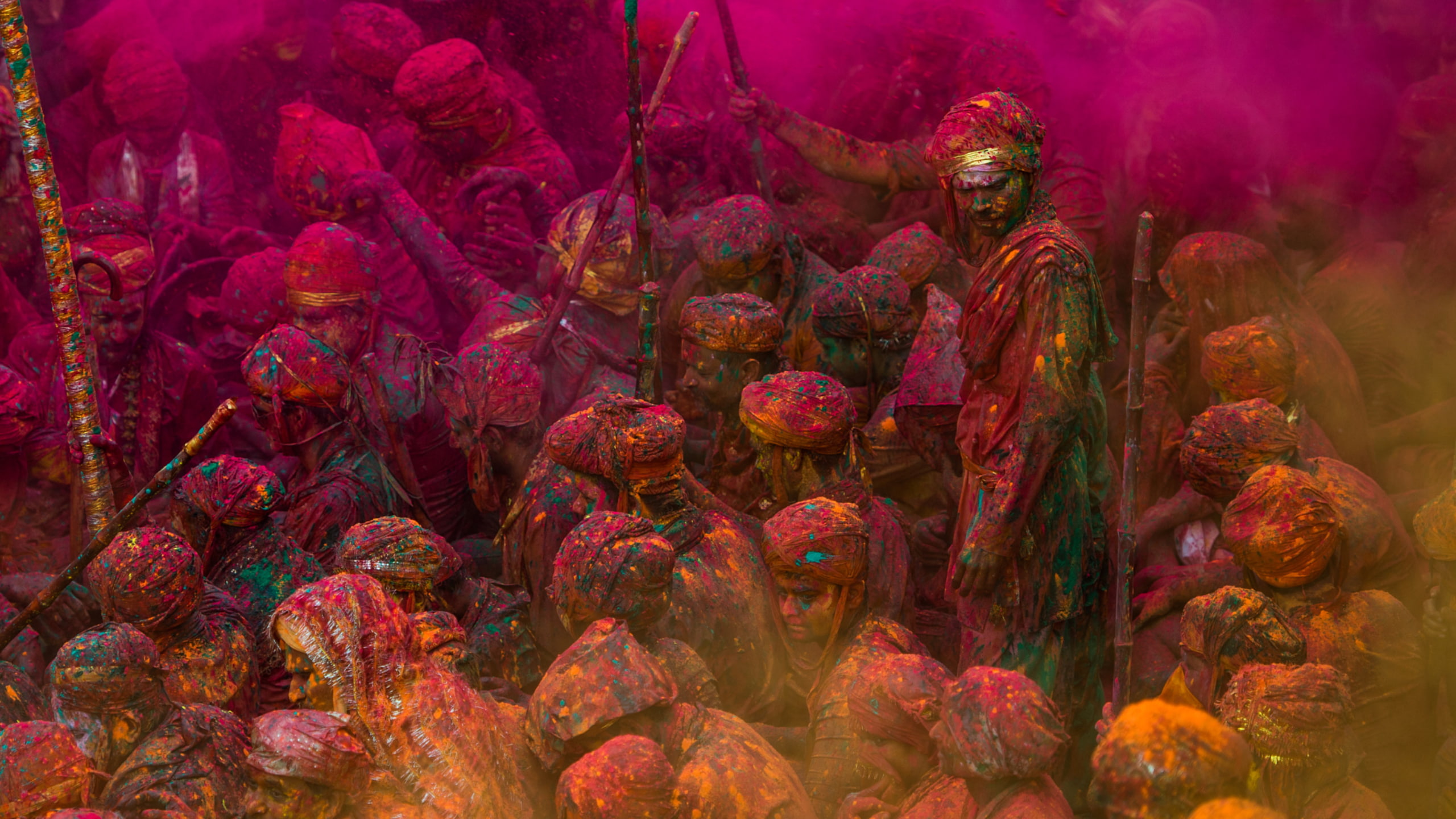 people, colorful, lights, 2K, Holi, HD Wallpaper