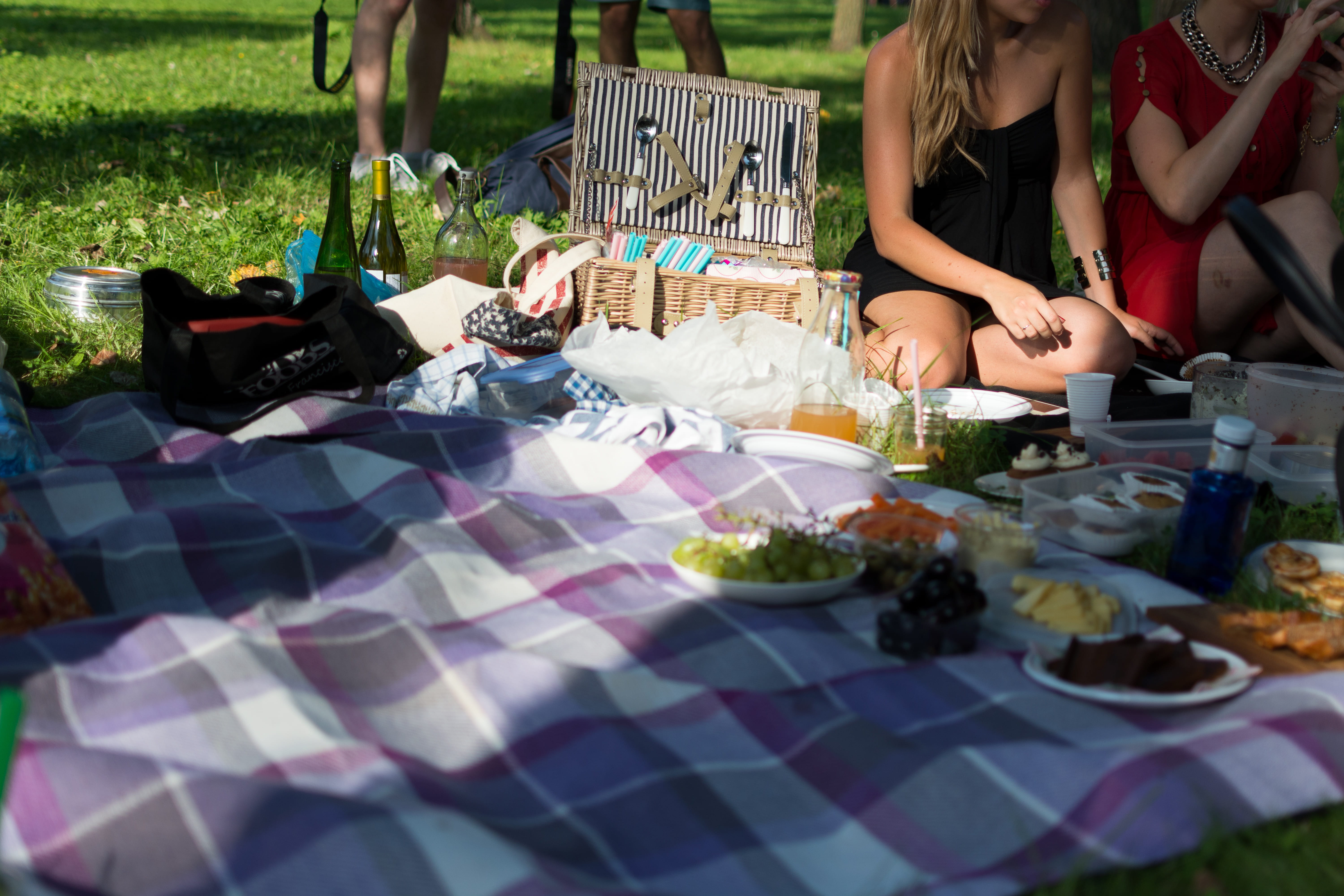 plate, outdoors, picnic, togetherness, real people, food and drink, sitting, Picnic basket, basket, men, people, freshness, lifestyles, summer, child, food, HD Wallpaper