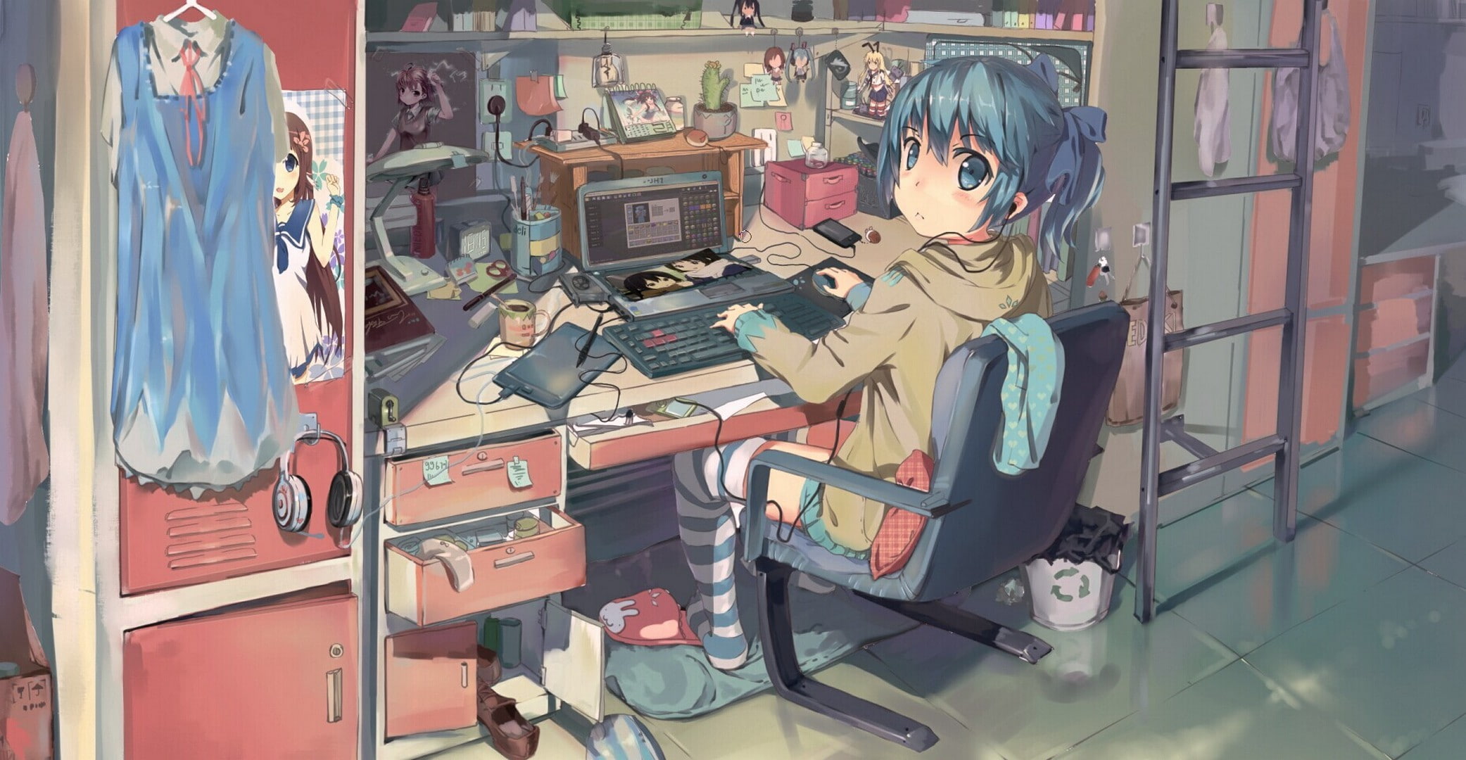 laptop, wire, shimakaze, mio akiyama, to aru kagaku no railgun, hatsune miku, touhou, figures, posters, mukaido manaka, anime, hakurei reimu, art, like no asukara, HD Wallpaper