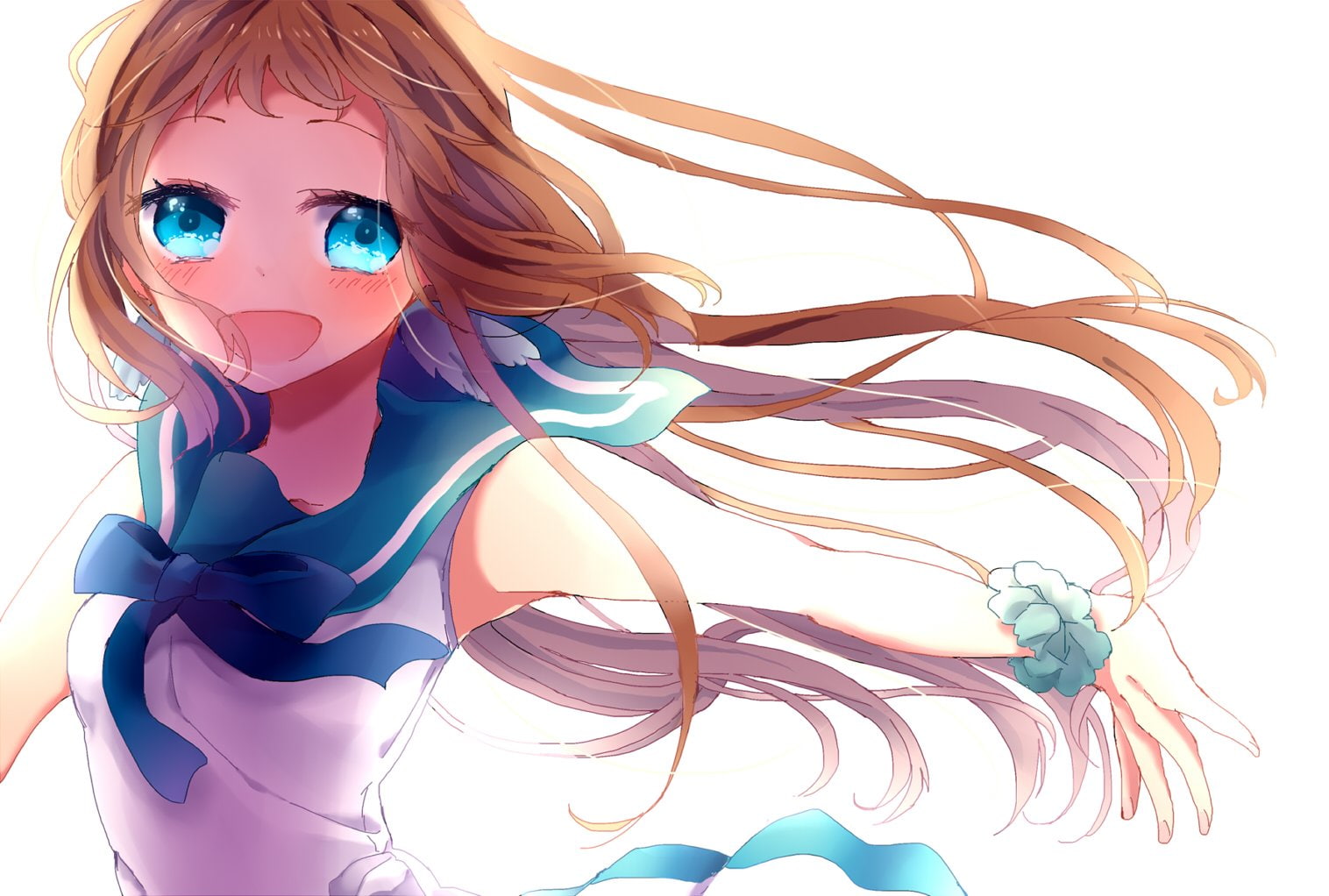 long, 720P, mukaido, eyes, nagi, seifuku, manaka, hair, hananone, blue, asukara, brown, kokuru, HD Wallpaper