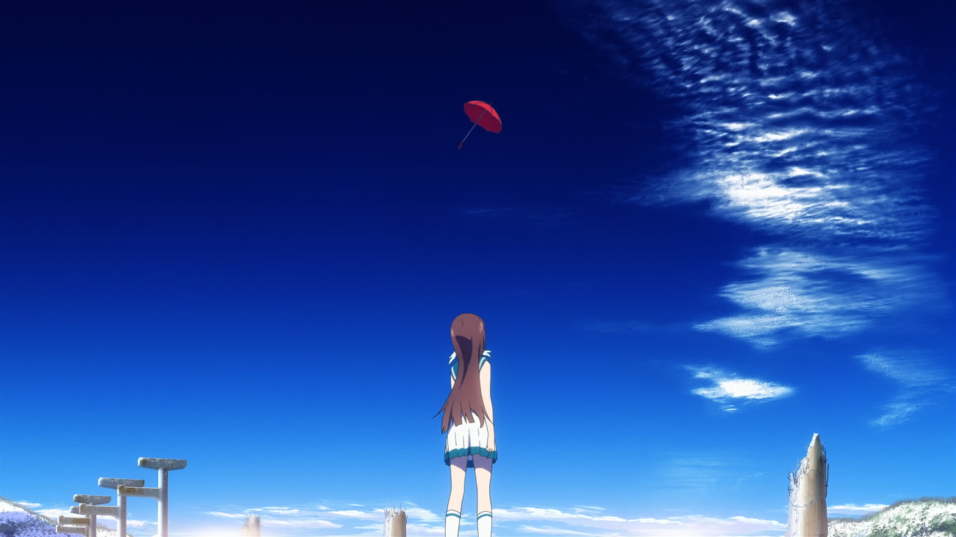 Manaka Mukaido, 1080P, sky, Nagi no Asukara, HD Wallpaper