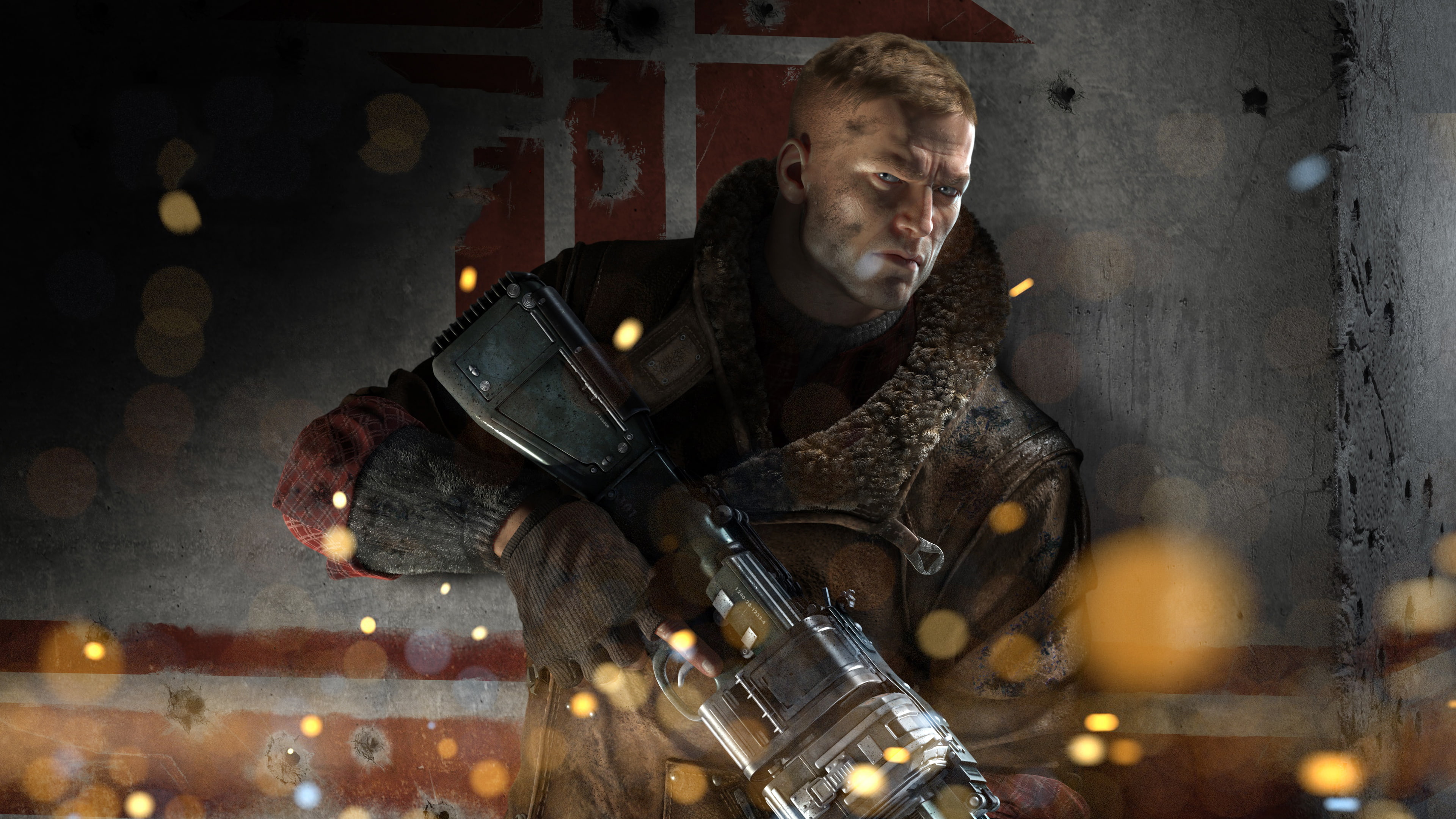 illuminated, mid adult, waist up, wolfenstein, communication, looking at camera, lifestyles, males, one person, adult, men, real people, portrait, front view, HD Wallpaper