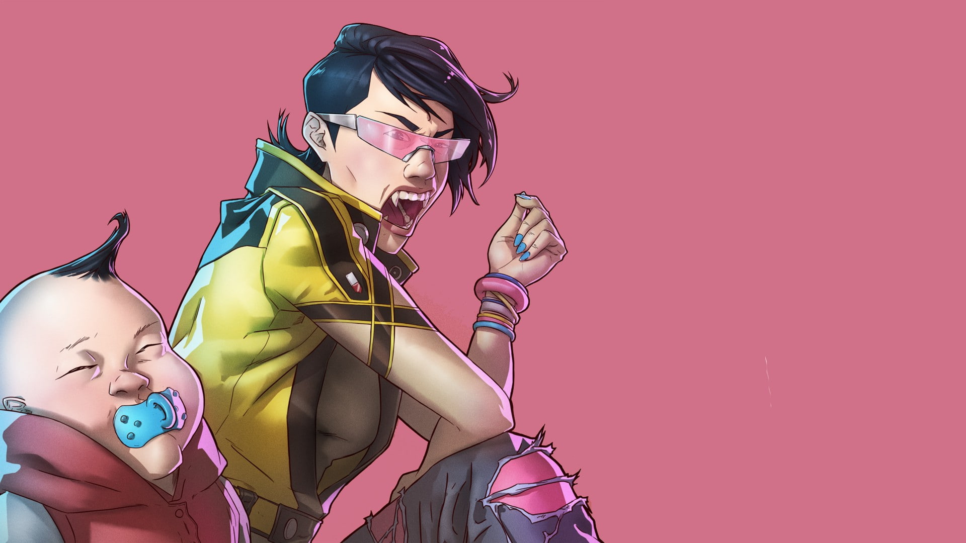 young adult, portrait, Marvel Comics, Jubilee, hairstyle, beautiful woman, adult, arts culture and entertainment, beauty, 1080P, one person, pink color, HD Wallpaper