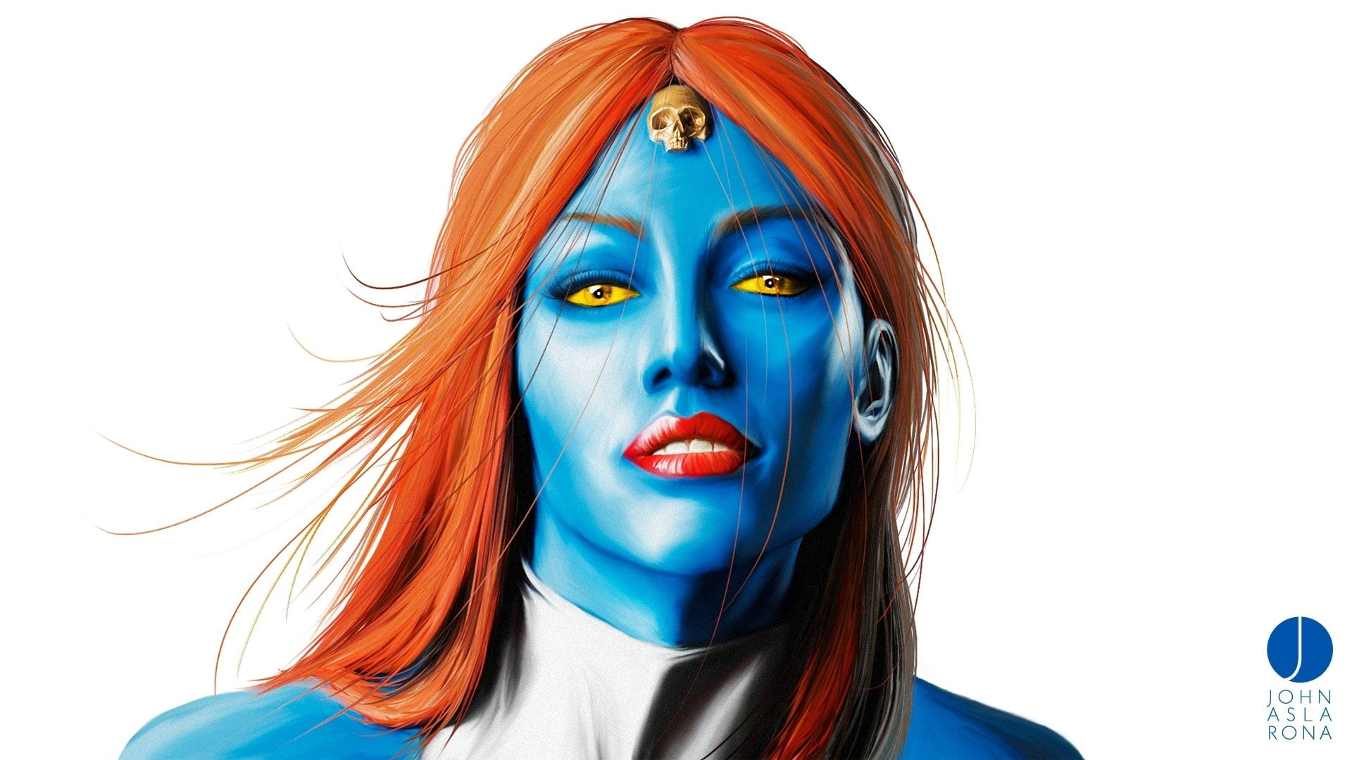 Comics, Artistic, Mystique (Marvel Comics), Mystique, Face, 1080P, Raven Darkhölme, Blue, HD Wallpaper