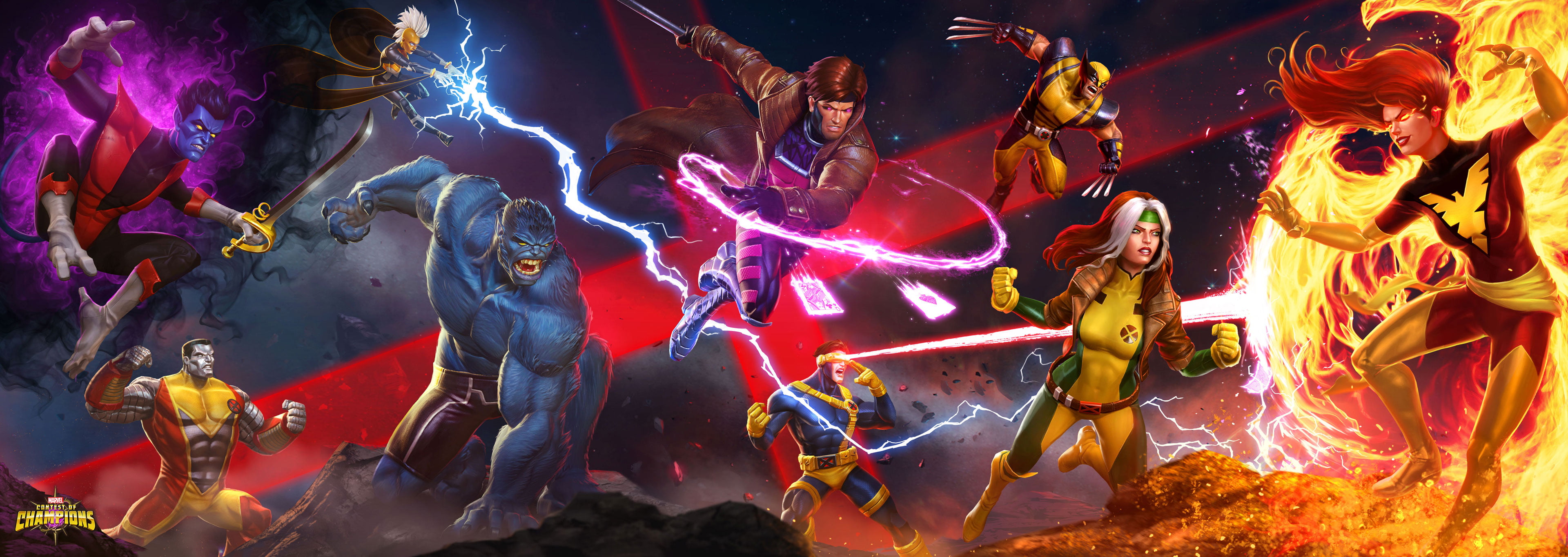 event, enjoyment, arts culture and entertainment, illuminated, marvel, representation, games, multi colored, 4K, large group of people, indoors, marvel contest of champions, HD Wallpaper