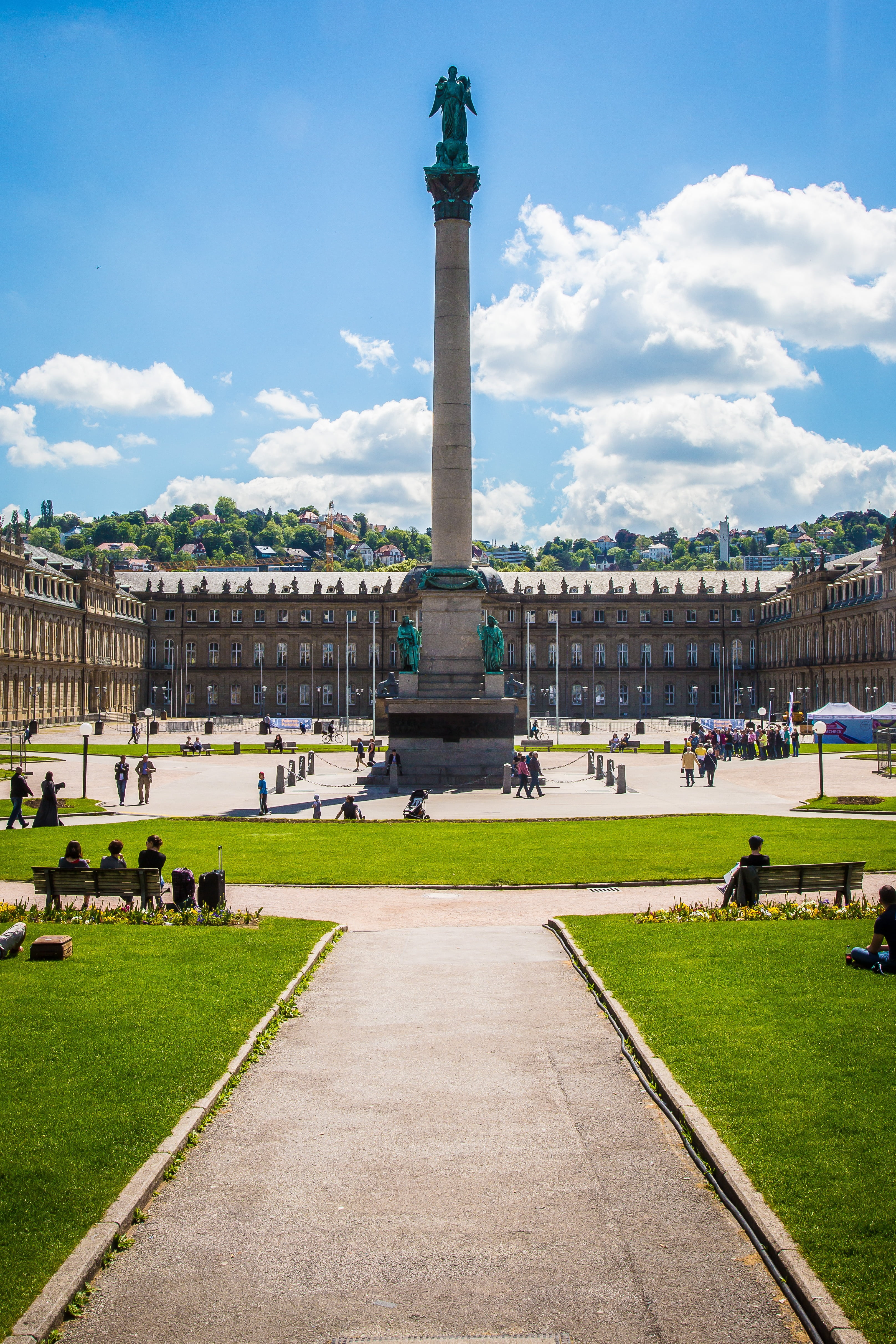nature, travel destinations, travel, large group of people, sky, architectural column, grass, stuttgart, outdoors, schlossplatzfest, women, day, incidental people, Phone HD Wallpaper