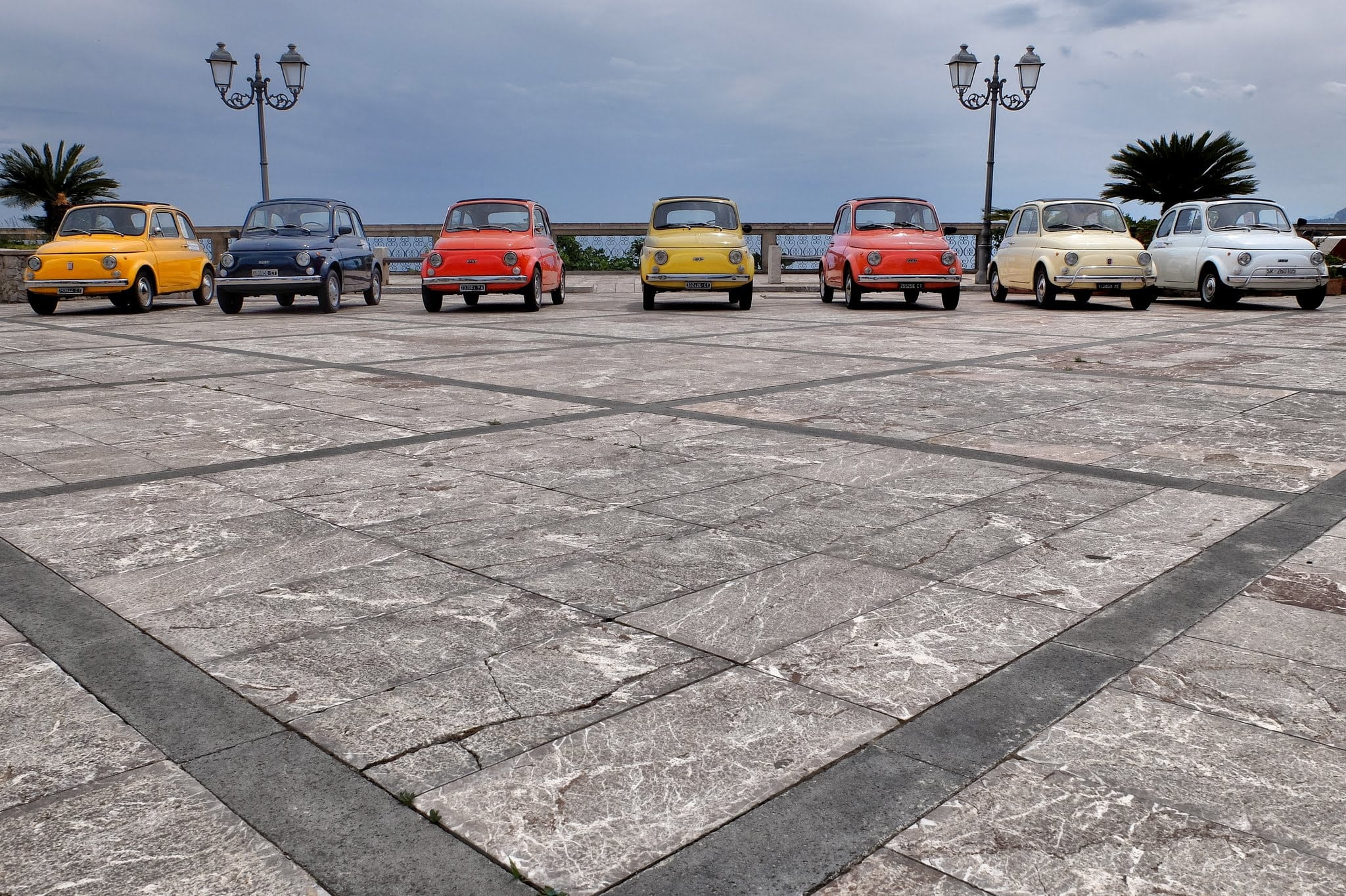outdoors, sky, public transportation, architecture, no people, sicily, motor vehicle, stationary, fiat 500, transportation, mode of transportation, city, HD Wallpaper