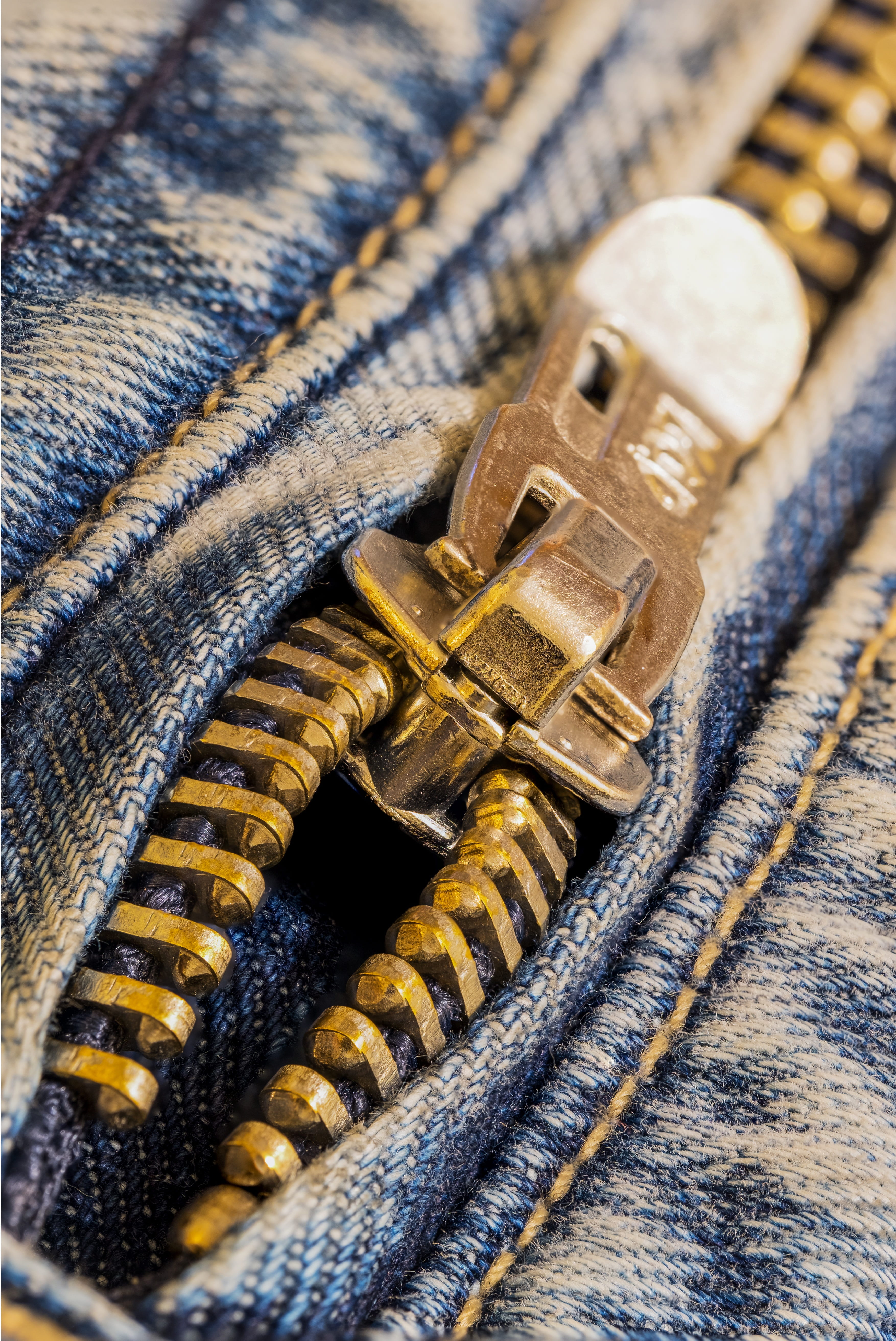 high angle view, zipper, denim, gold colored, jeans, casual clothing, zippverschluss, indoors, slide, zipp, fashion, 5K, textured, close-up, no people, Phone HD Wallpaper
