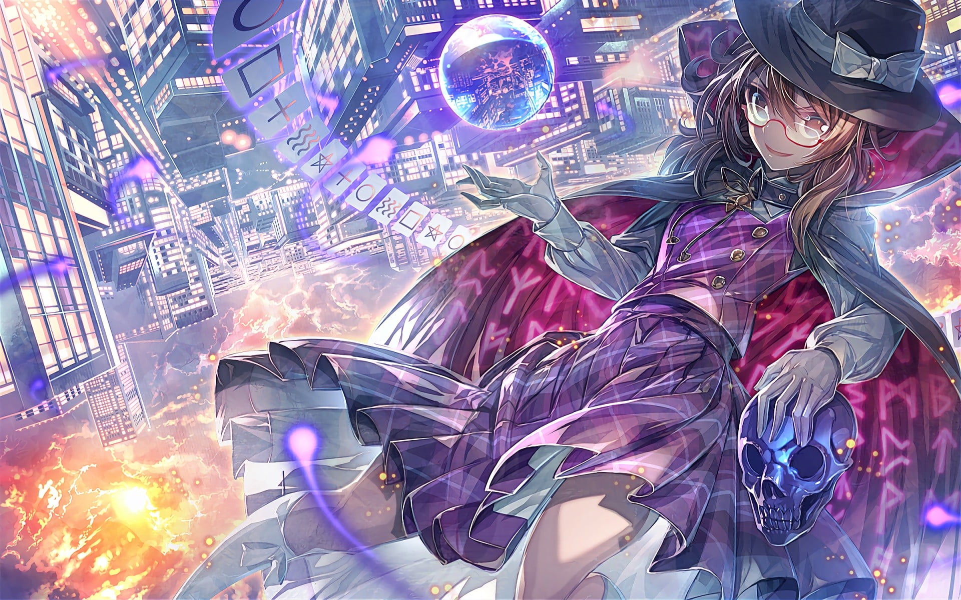 purple, indoors, celebration, futuristic, backgrounds, industry, retail, nightlife, digital art, glasses, artwork, marble, cape, illuminated, women with glasses, HD Wallpaper