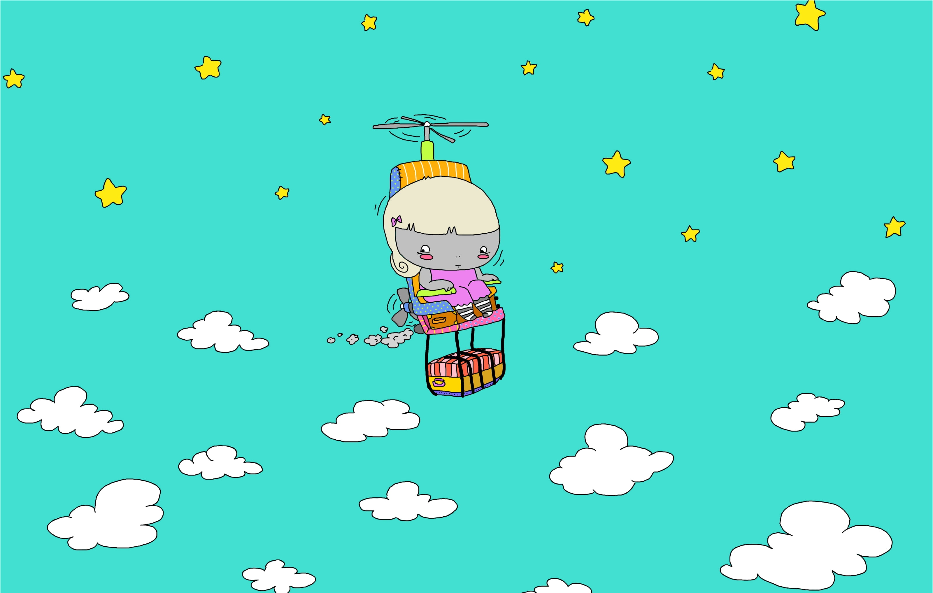 cloud - Sky, food, illustration, winter, green color, chair, holiday, flying, fun, snow, computer Graphic, backgrounds, nature, pattern, high angle view, HD Wallpaper