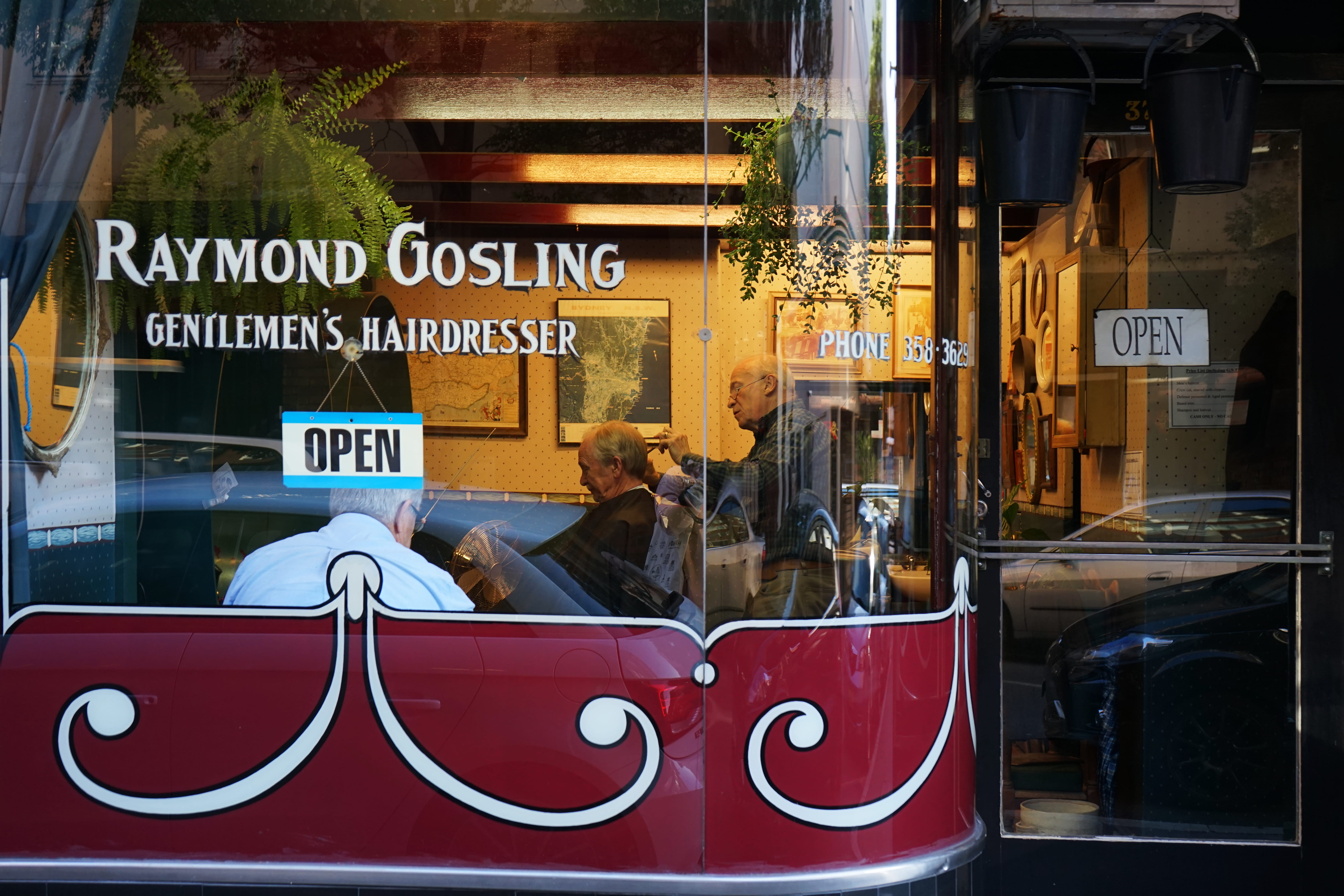 5K, sign, mode of transportation, sydney, western script, gents, text, glass - material, elderly, window, barber, blokes, transportation, land vehicle, HD Wallpaper