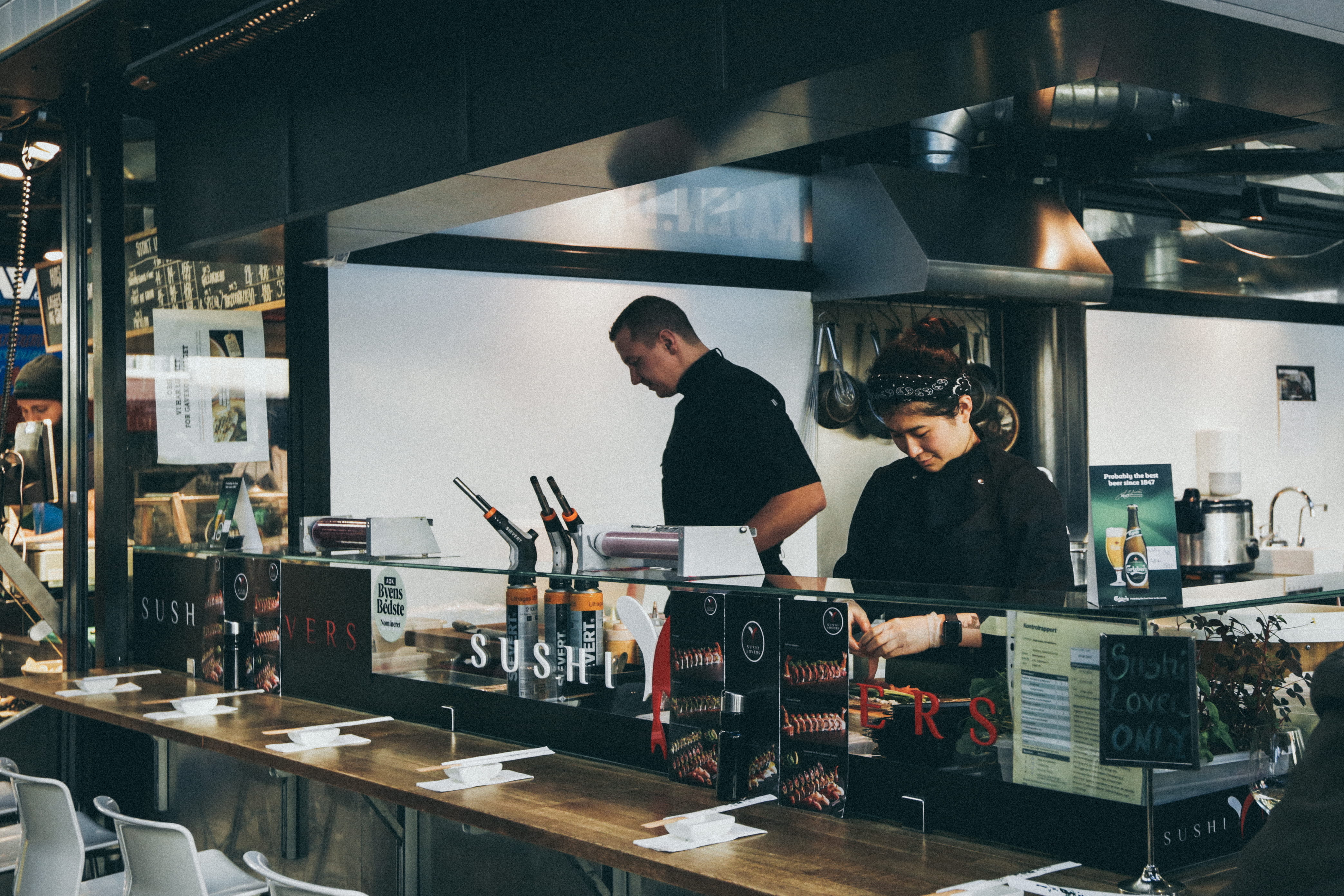 two people, cook, males, front view, real people, working, sushi, denmark, kitchen, standing, man, 4K, waist up, occupation, men, young adult, lifestyles, HD Wallpaper