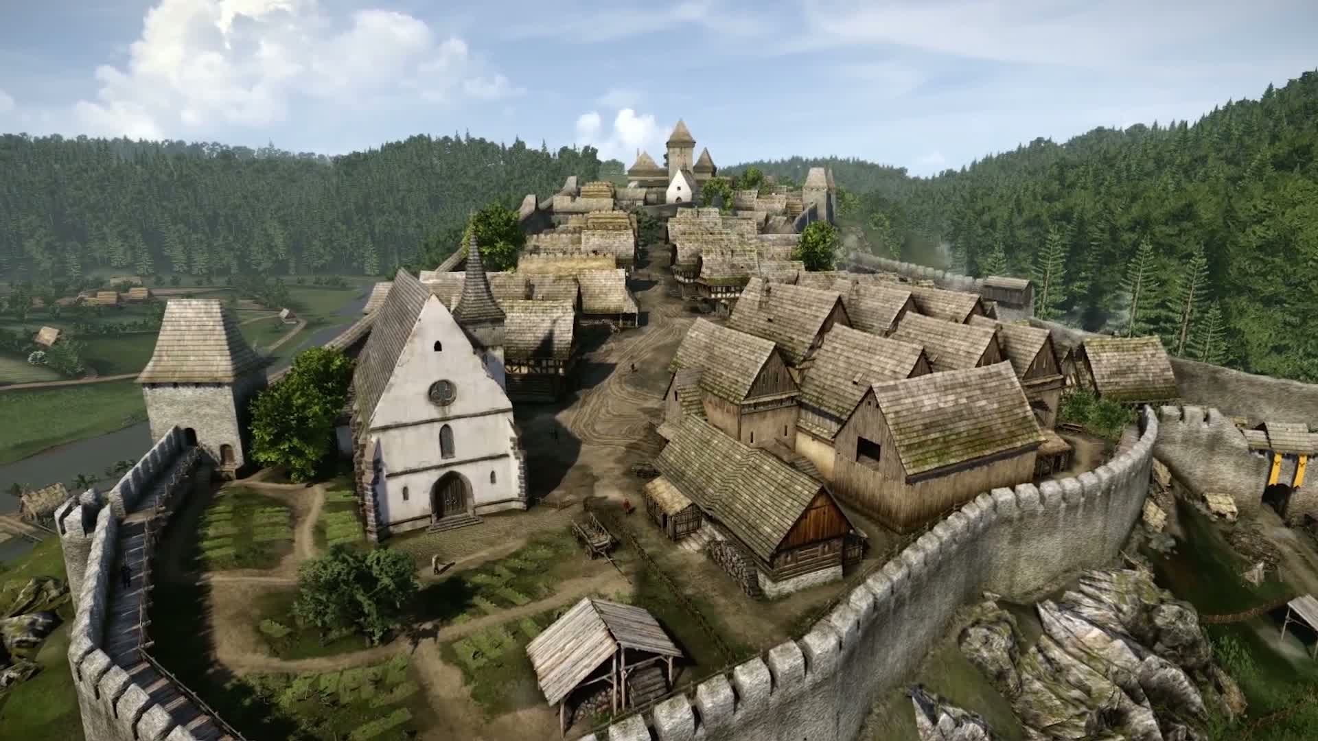 building, high angle view, plant, building exterior, day, built structure, tourism, sky, mountain, scenics - nature, tree, outdoors, kingdom come deliverance, HD Wallpaper