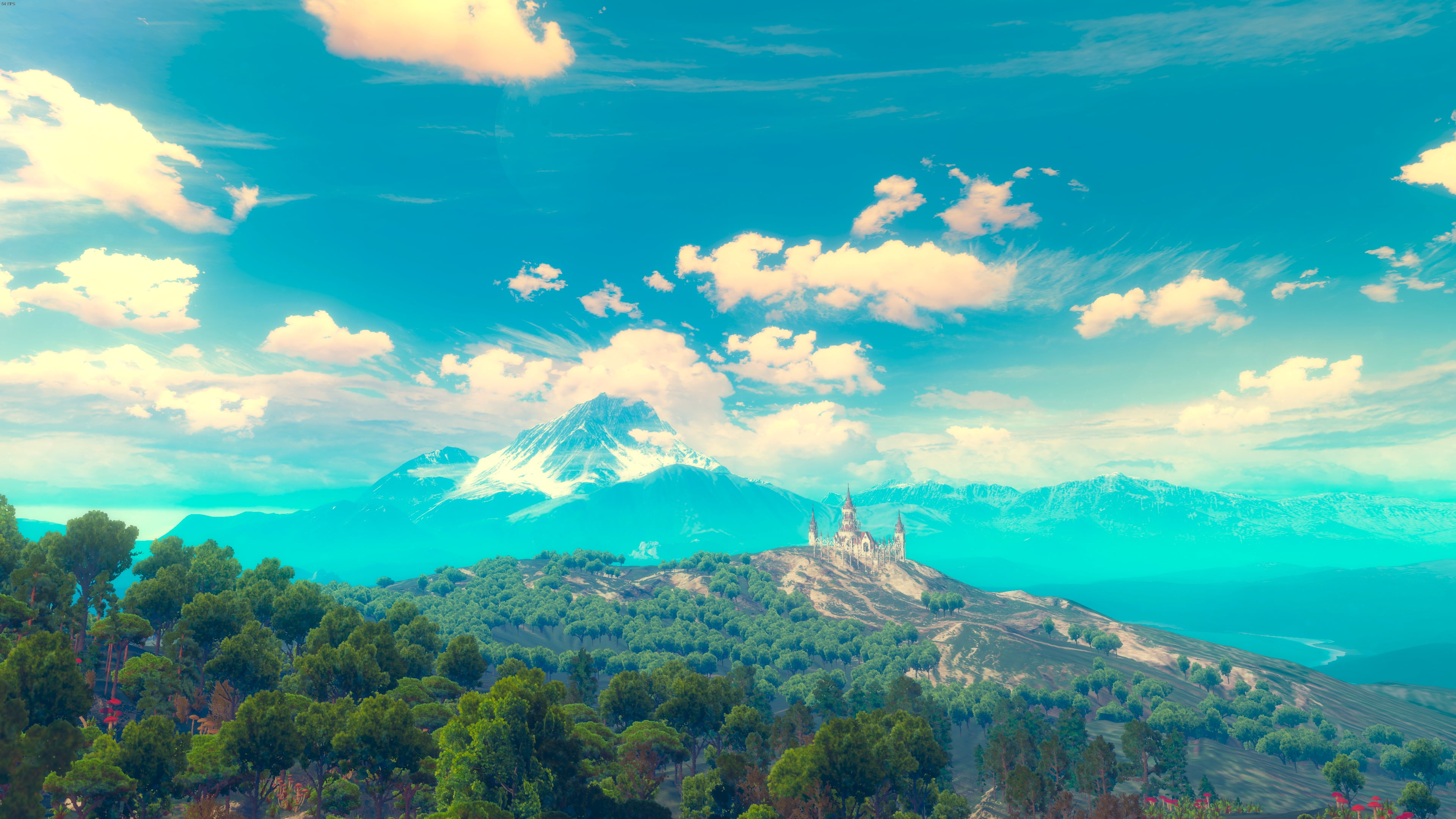 landscape, sky, 4K, video games, happy, Sun, Sweet Ary, The Witcher 3: Wild Hunt, The Witcher, clouds, sunset, green, HD Wallpaper