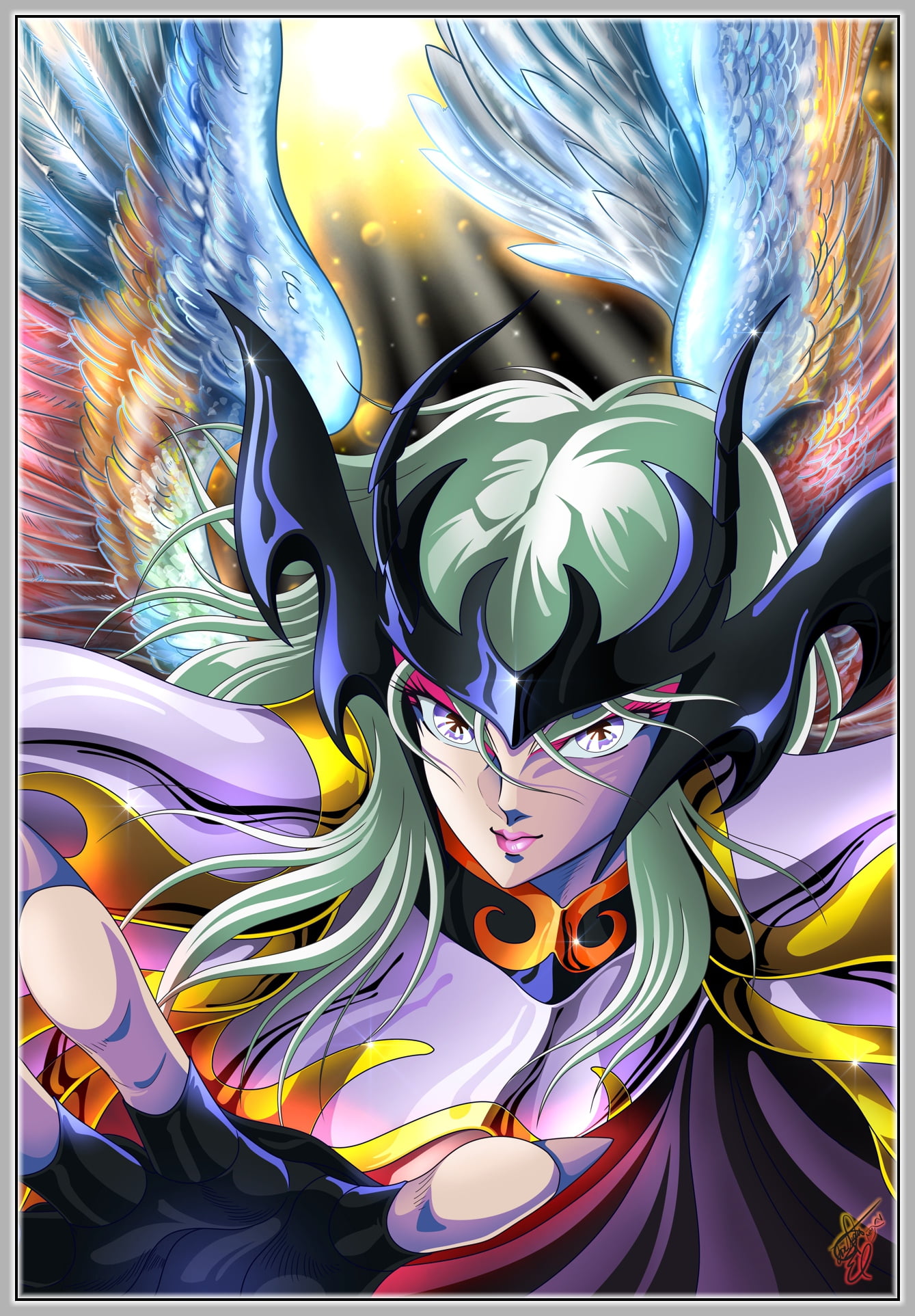 Juni Anker, 1080P, Lucifer, digital art, Saint Seiya, Phone HD Wallpaper