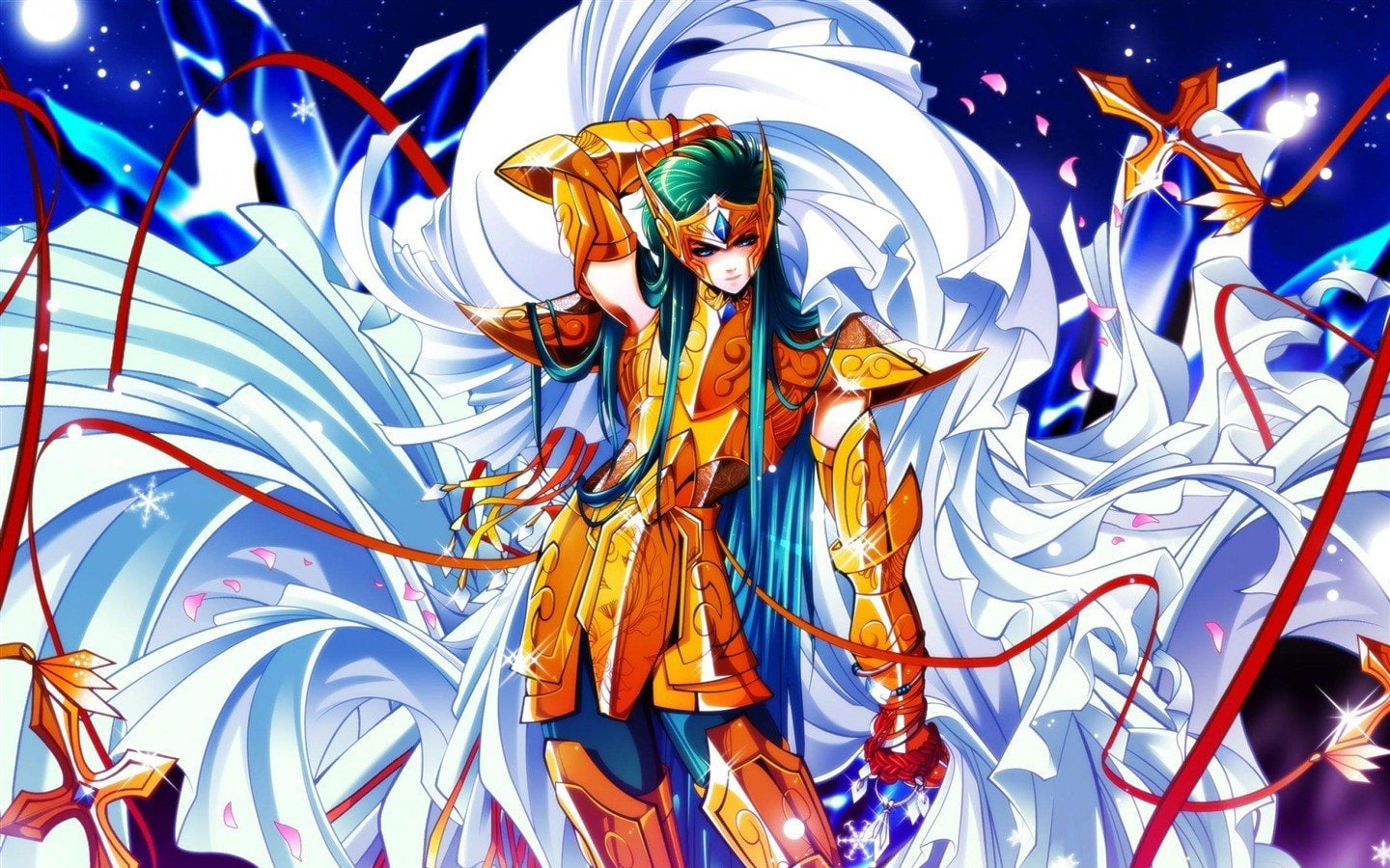 arts culture and entertainment, statue, creativity, blue, sculpture, illuminated, representation, human representation, art and craft, saint seiya omega anime anime boys, HD Wallpaper