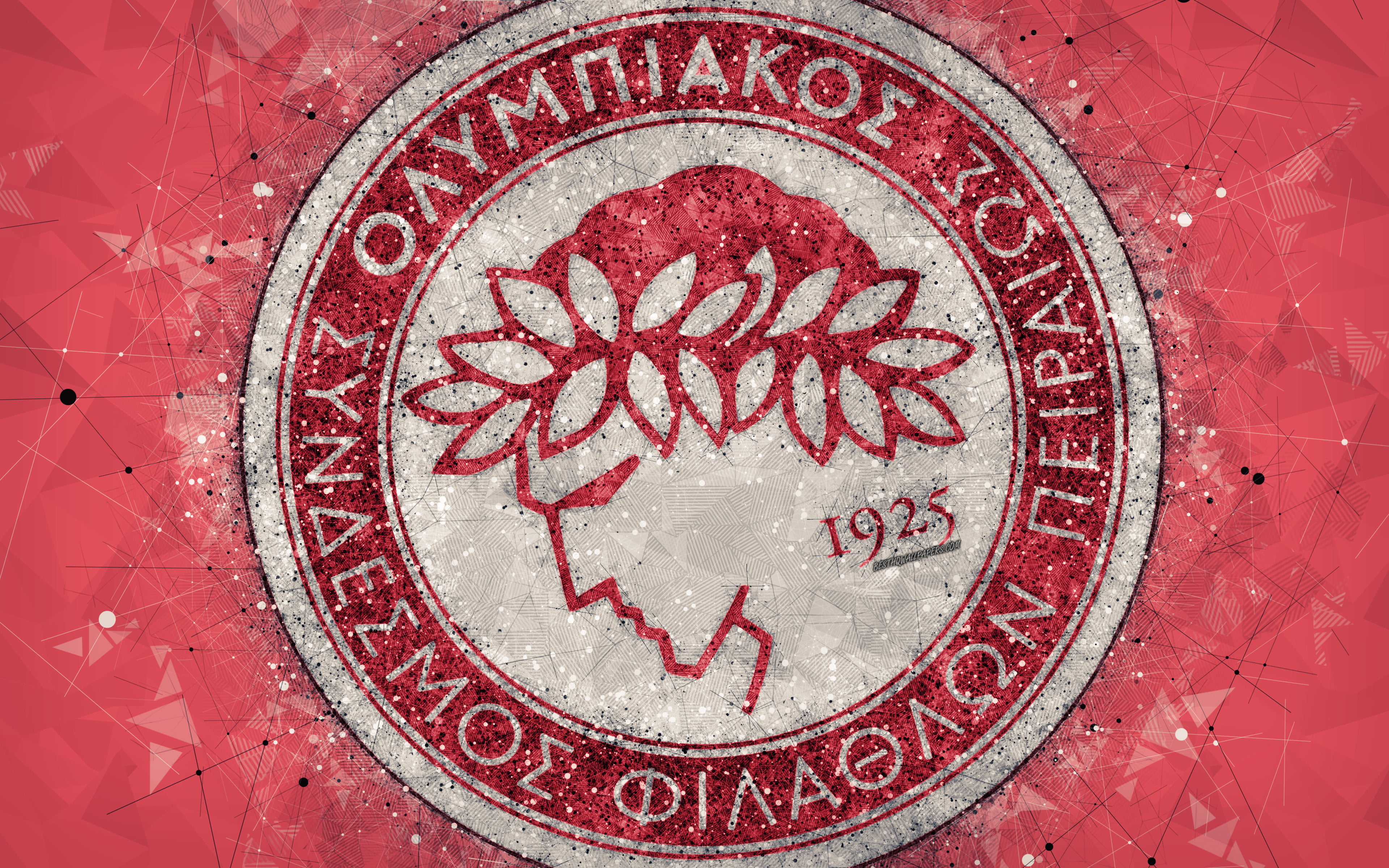 Emblem, Soccer, Logo, Olympiacos F.C., 4K, HD Wallpaper