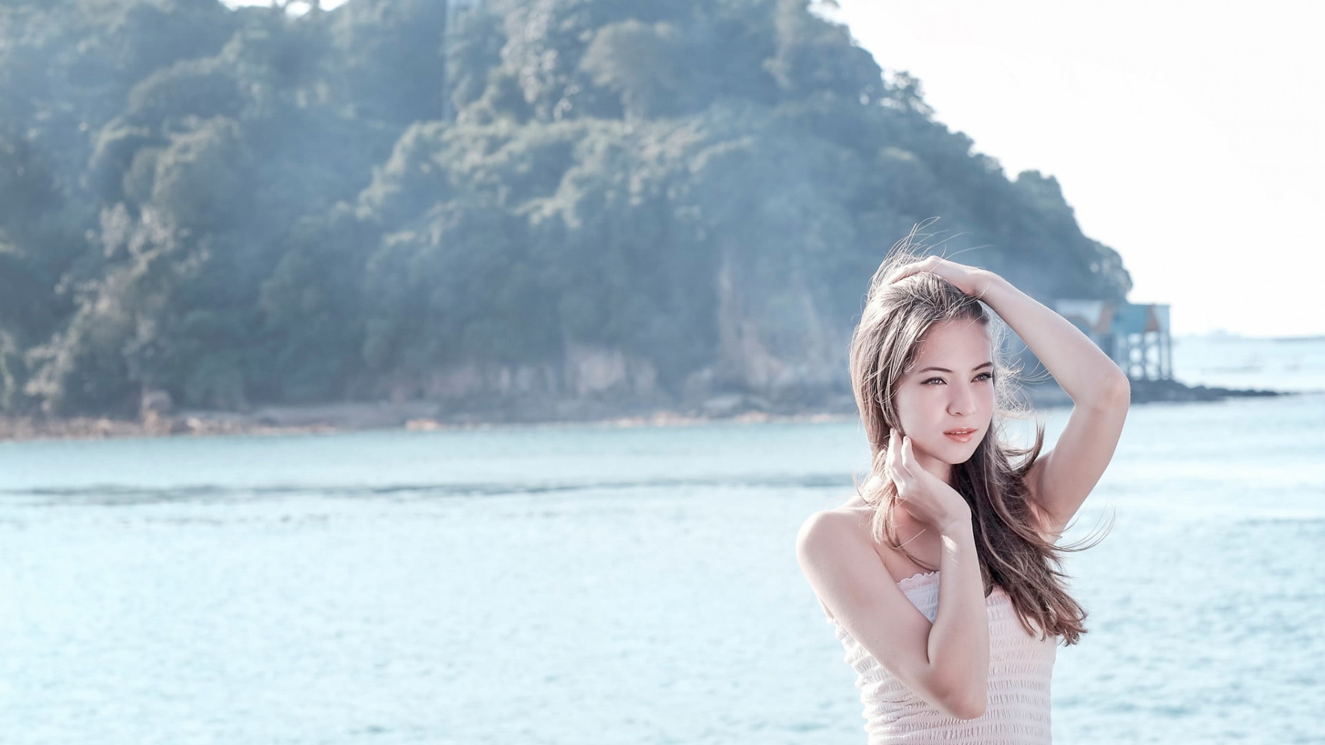 fashion, young adult, women on beach, model, nature, long hair, focus on foreground, young women, brunette, beauty, beauty in nature, outdoors, Hayqal Samsuri, HD Wallpaper
