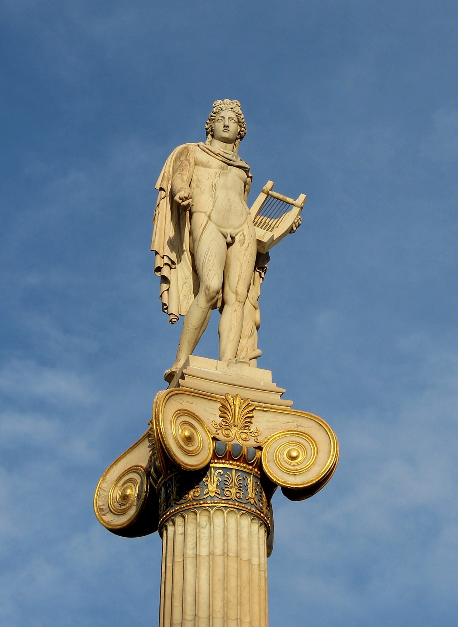 craft, cloud - sky, apollon, 1080P, the past, outdoors, human representation, representation, statue, architectural column, athens, sky, no people, creativity, Phone HD Wallpaper