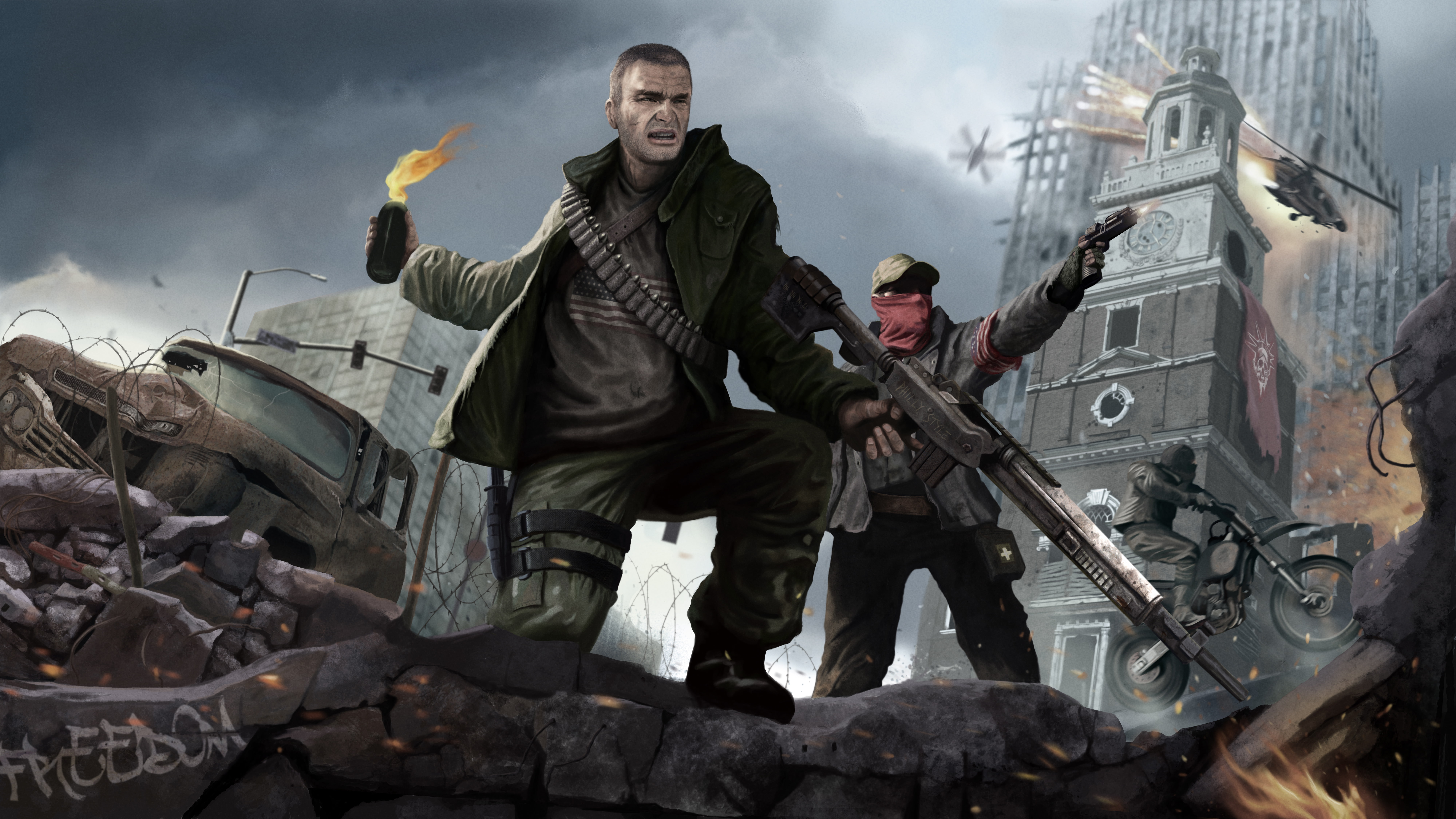 revolution, freedom, ruins, warrior, 8K, weapons, soldiers, a Molotov cocktail, Homefront: The Revolution, HD Wallpaper