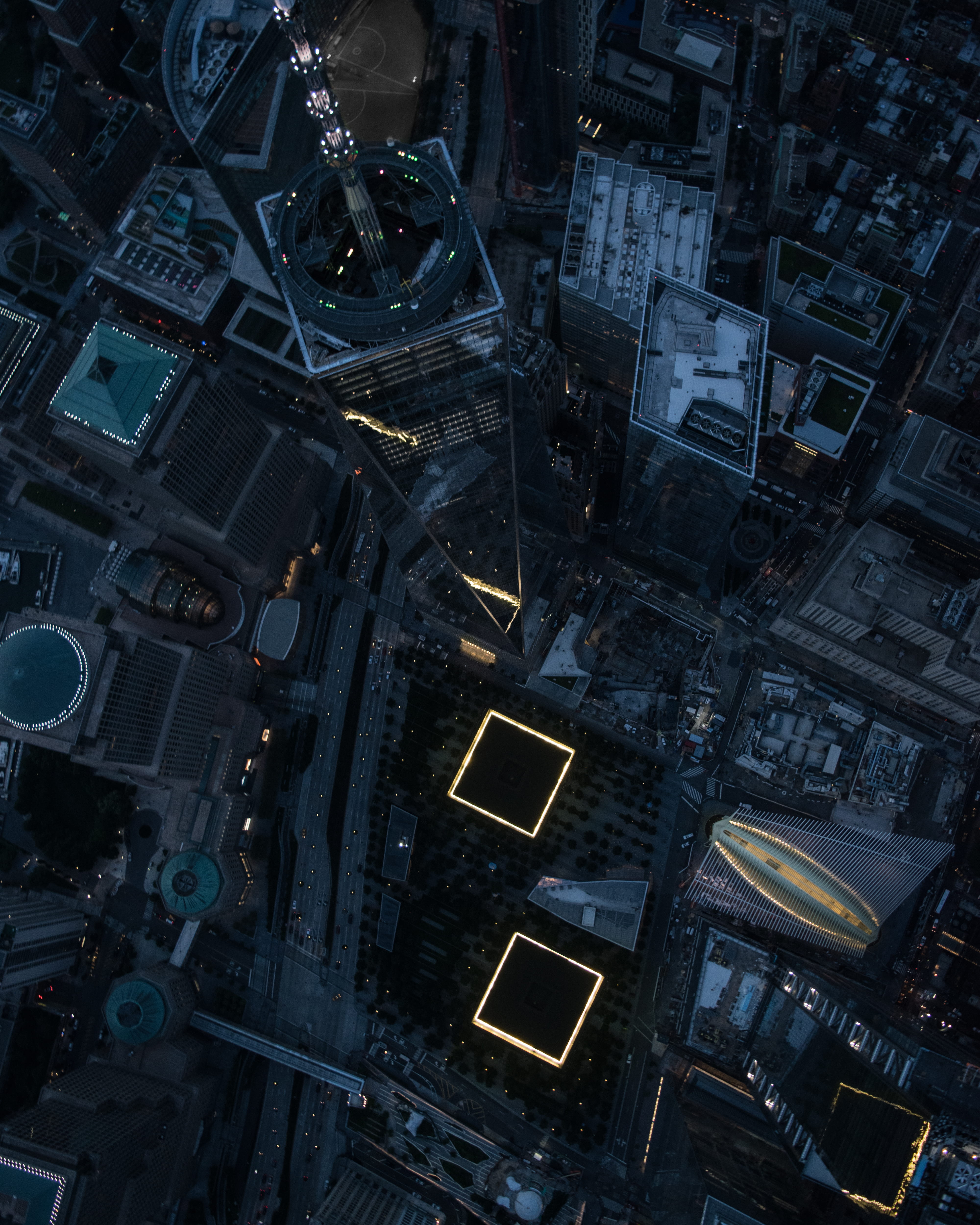 architecture, rise, view, city at night, drone view, skyscraper, location, photography, place, mode of transportation, new york, s, industry, aerial, high angle view, Phone HD Wallpaper