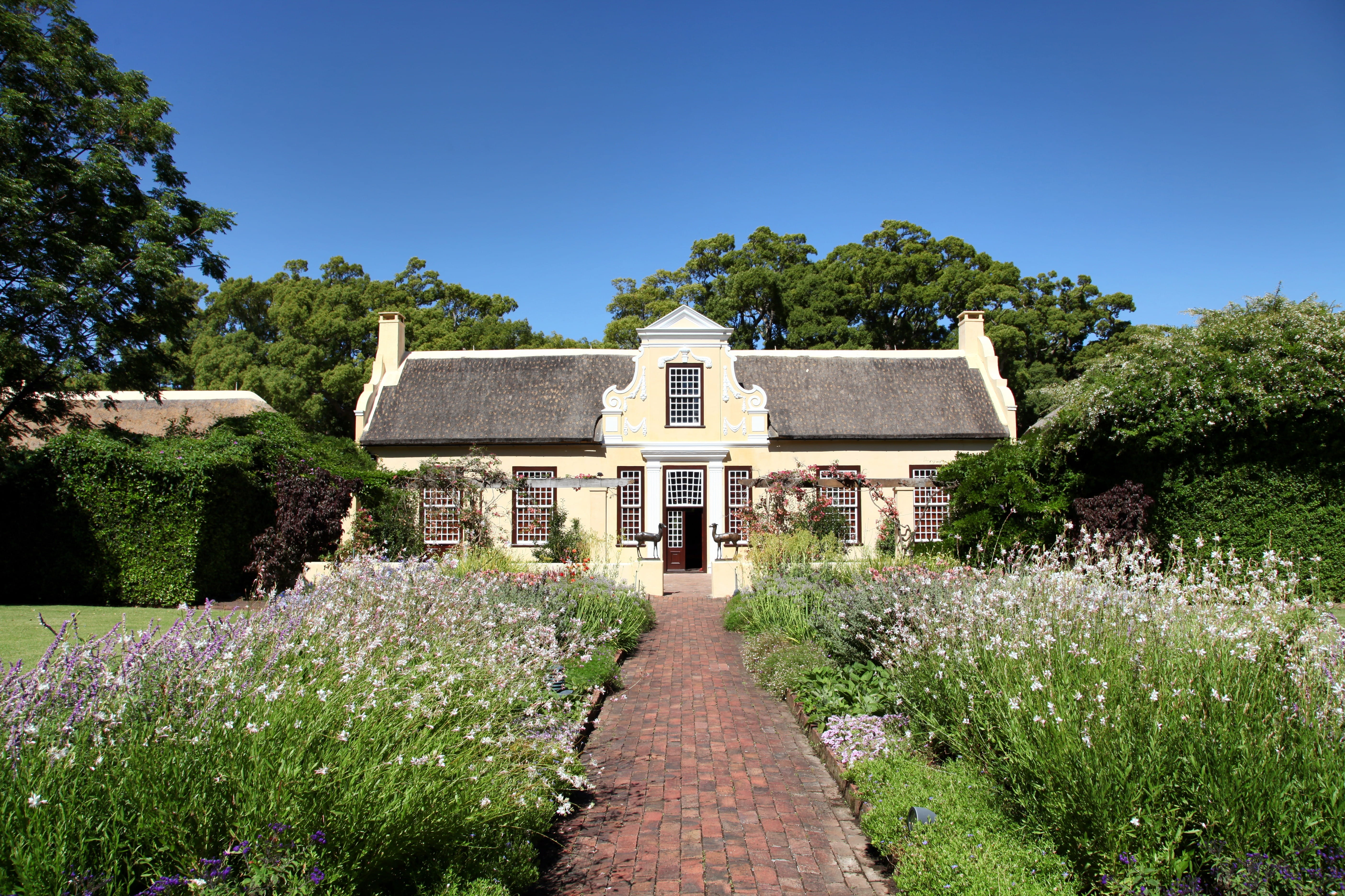 South Africa, clouds, outside, plant, house, home Ownership, building Exterior, grass, Somerset, flowerbed, architecture And Buildings, trees, footpath, HD Wallpaper
