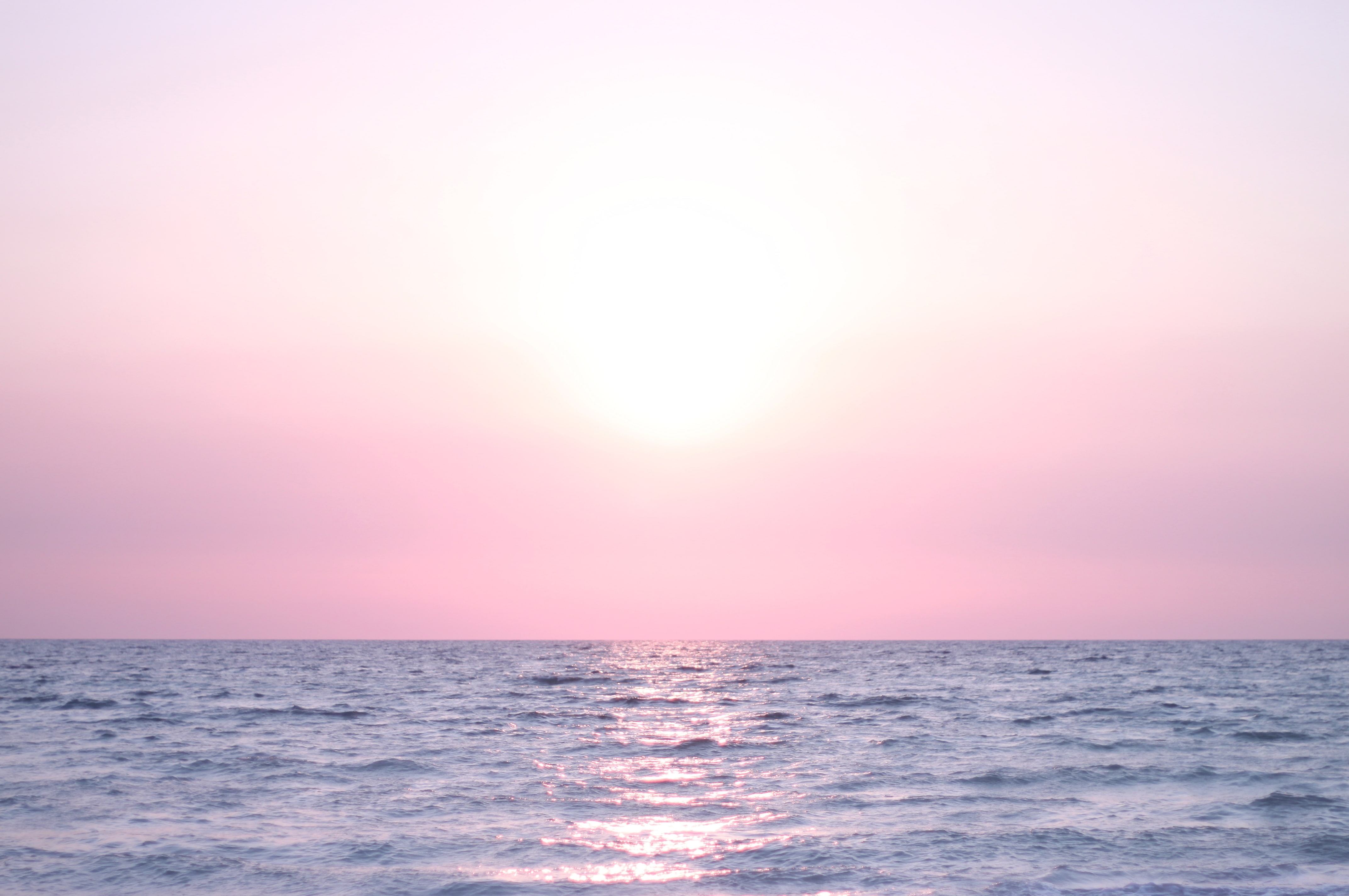 horizon, blue, sea, 4K, lilac, HD Wallpaper