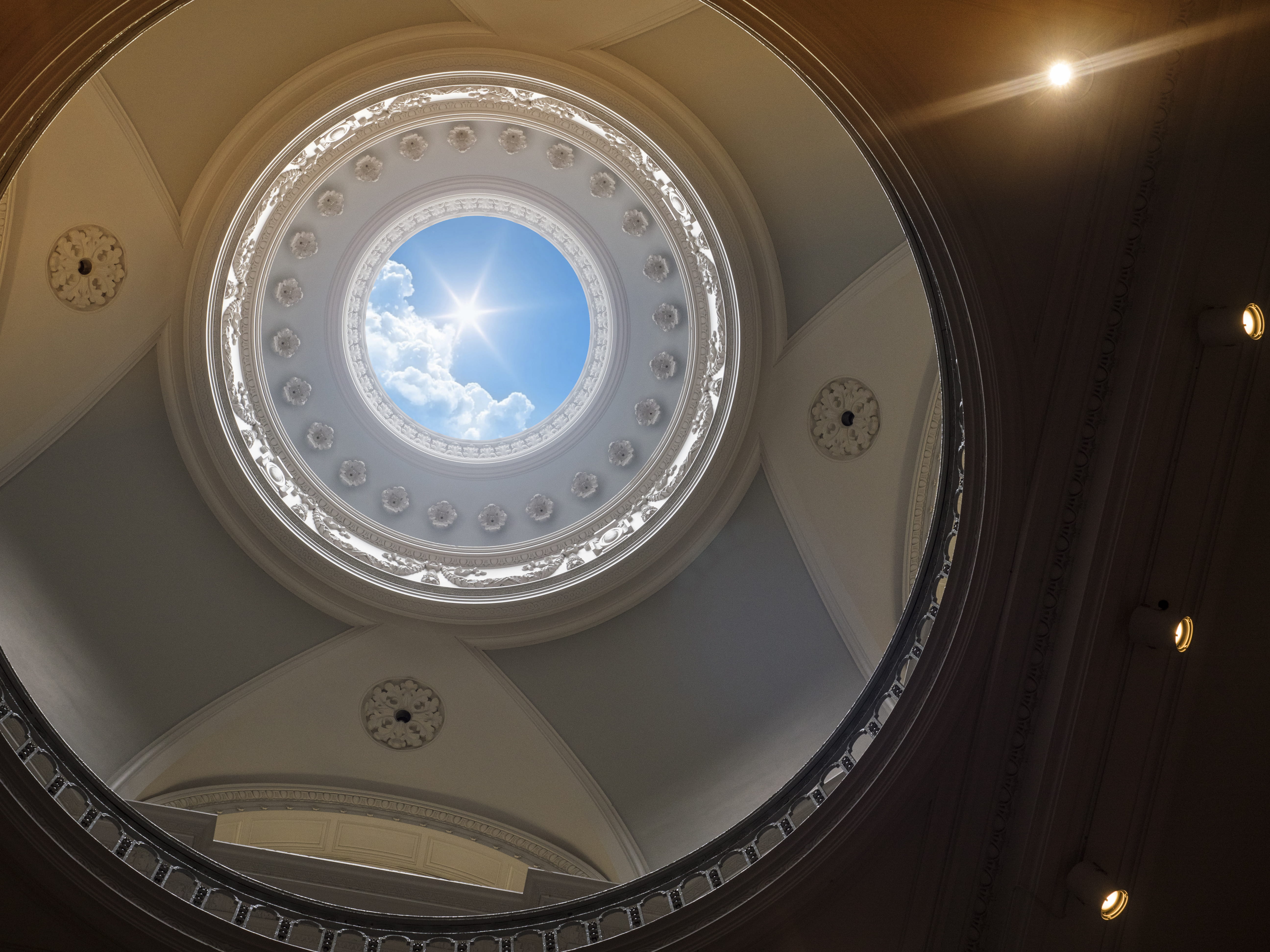 cupula, directly below, pattern, low angle view, building, design, staircase, creativity, circle, architecture, cupola, cananda, brightly lit, illuminated, HD Wallpaper