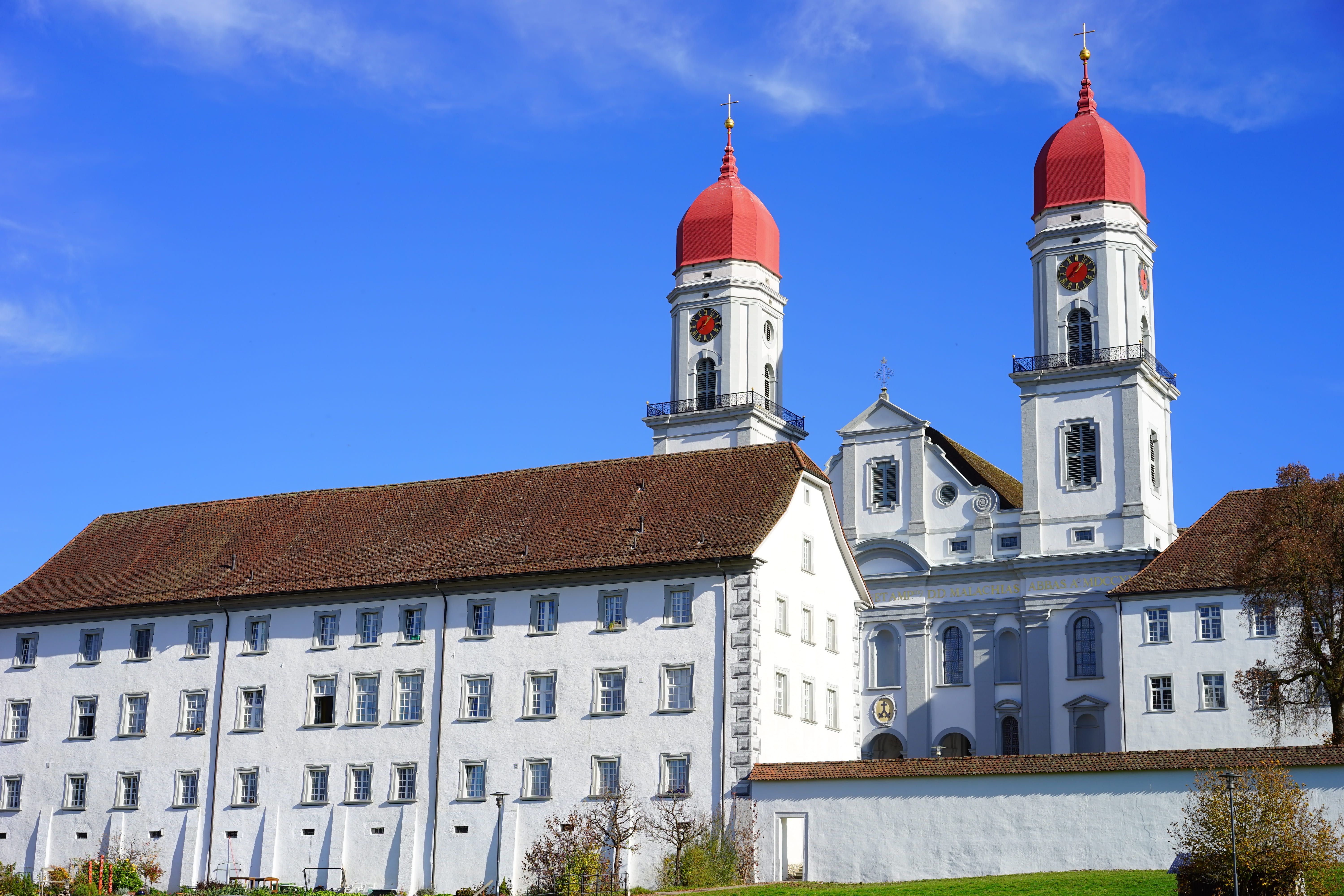 architecture, 5K, outdoors, st urban, day, the past, lucerne, clock, low angle view, cistercian abbey, belief, building exterior, dome, pfaffnau, monastery church, HD Wallpaper