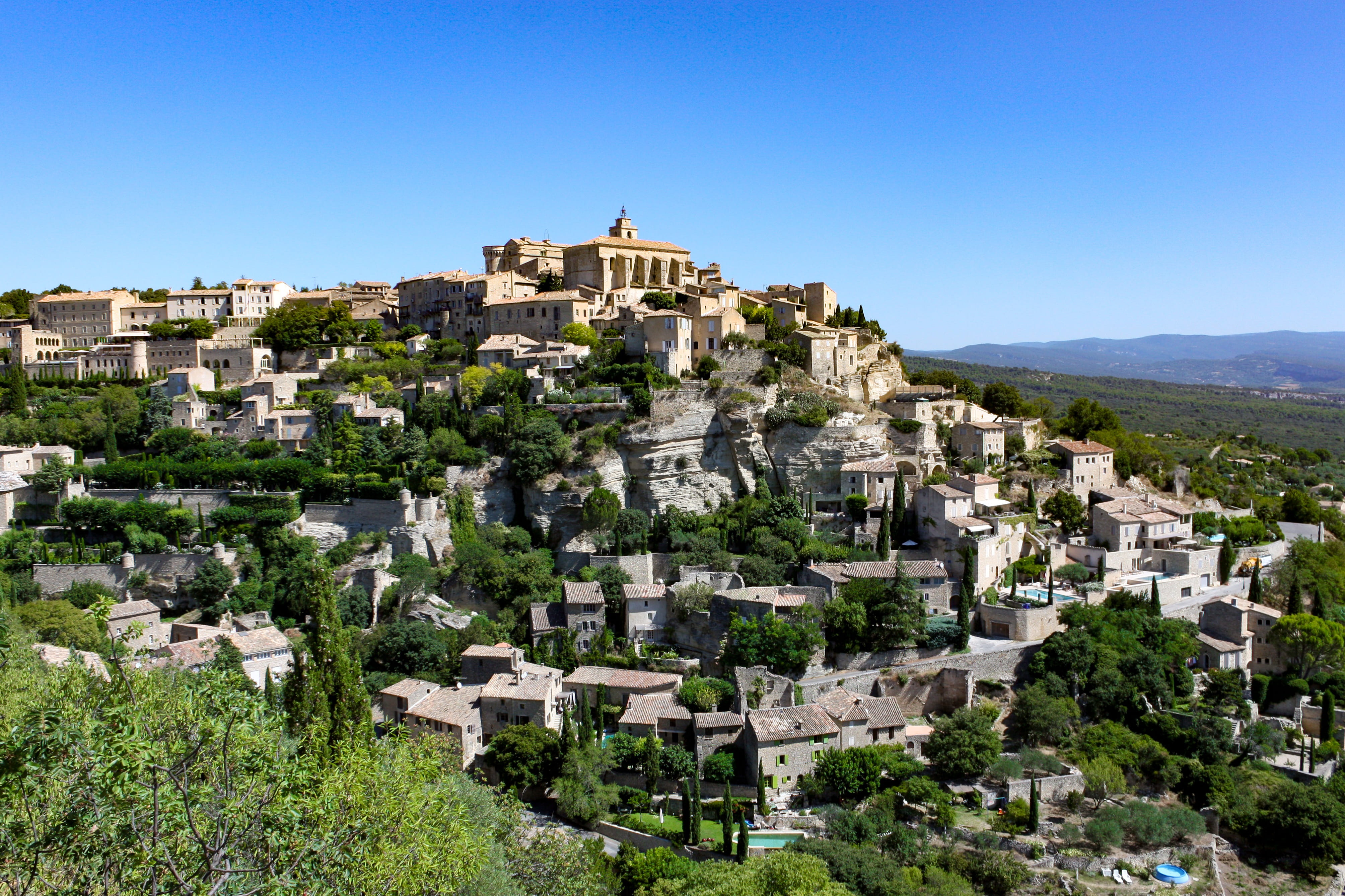 architecture And Buildings, blue, Gordes, cityscape, ancient civilization, Rock, building exterior, townscape, travel destinations, outdoors, sky, 4K, HD Wallpaper